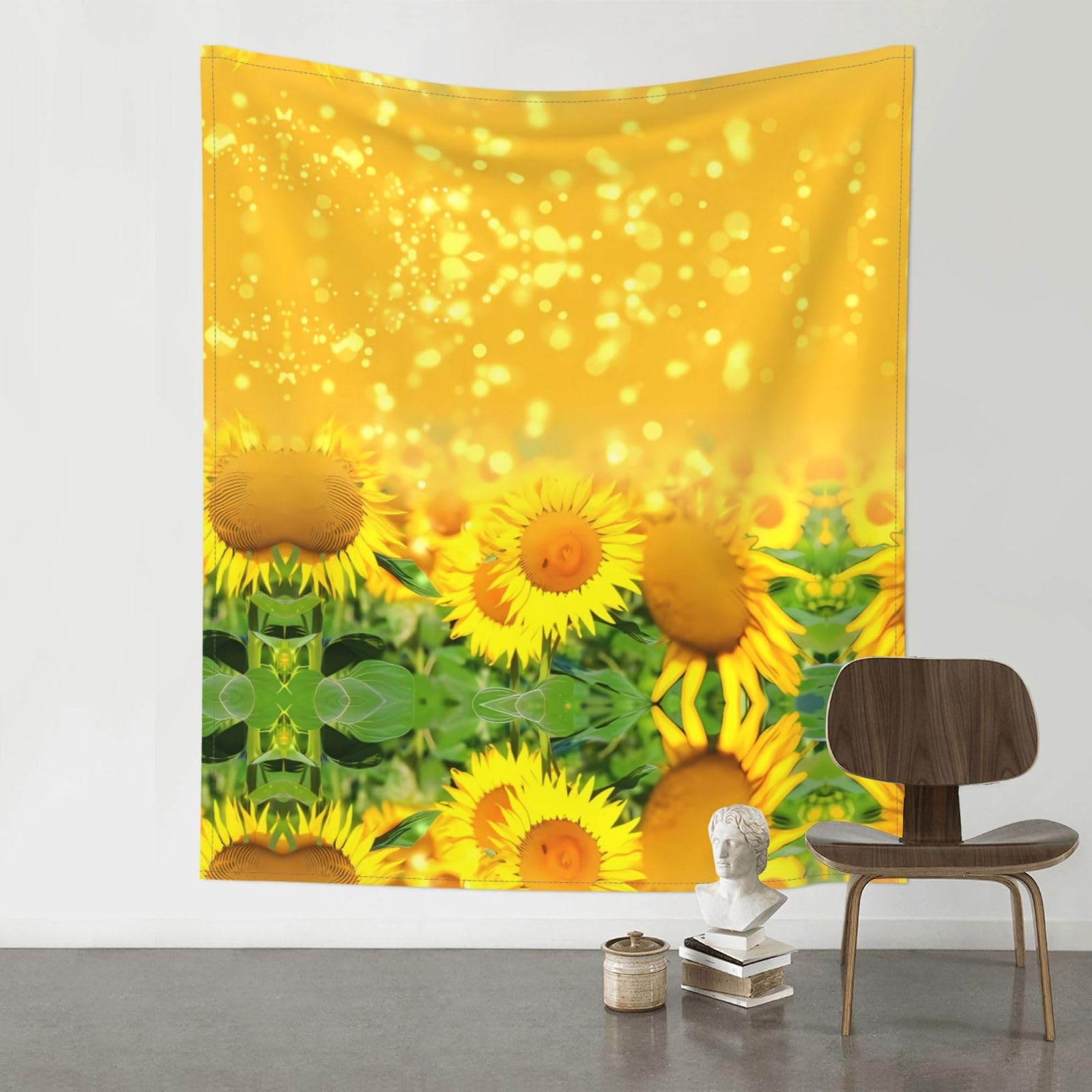 HJFCZH Sunflower Field Prints Wall Tapestry 60x51in – Boho Decor Throw for Bedroom, Dorm, Beach Cover & Picnic Blanket