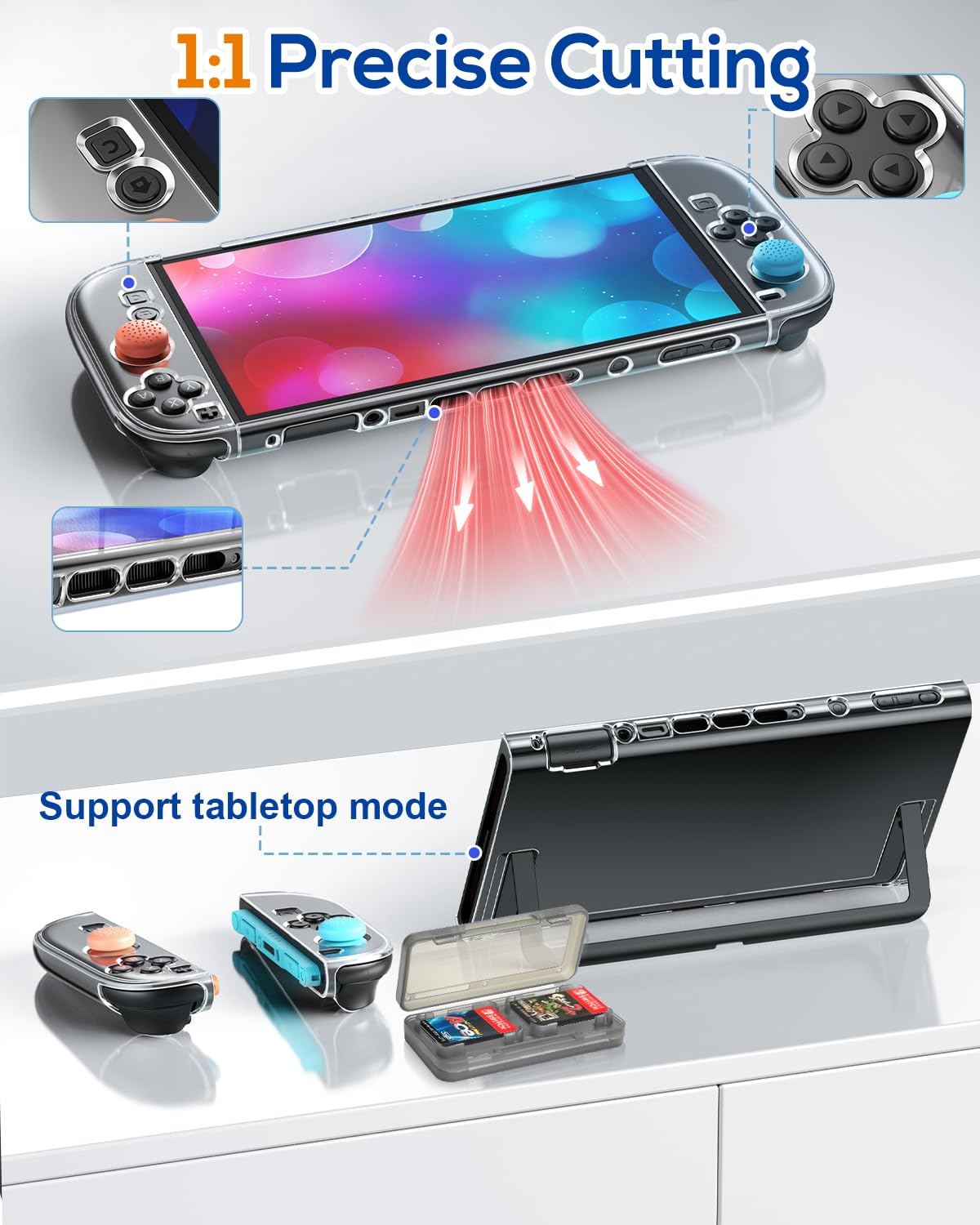 FYOUNG 5-en-1 Étui de Protection Kit d'accessoires pour Nintendo Switch 2(2025) - Pochette de Transport en EVA + Coque Cristal + 2 Verre Trempé + Capuchon stick + Cartouches de Jeu - Noir