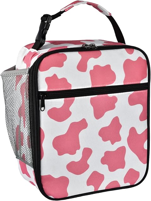 IWTTWY Insulated Lunch Bag Camo Cooler Bag Portable Carrying Lunch Box Bag for Kids Boys Girls Women Men to School Office Outdoor Picnic (Pink)