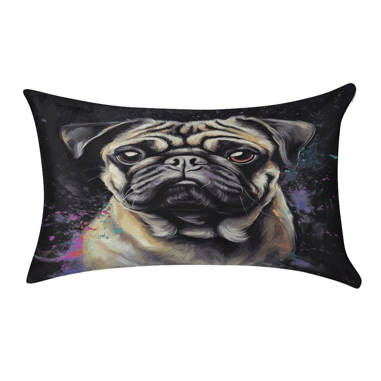 MUSM Portrait of Pug Pillow Case 12"X20" Luxury Velvet Throw Pillow Cover Fade Resistant Cozy Soft Pillowcases Pillow Protector Pillow Shams Lumbar Pillow Shells for Home&Gifts