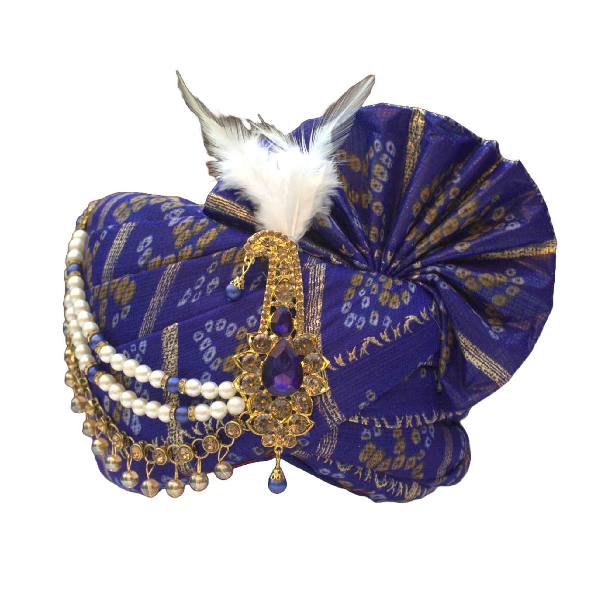 Safa Turban Pagri for Groom, Wedding Jodhpuri Dulha Pagdi for Men (Royal Blue, Size: 22 to 22.5 Inch)-image-27