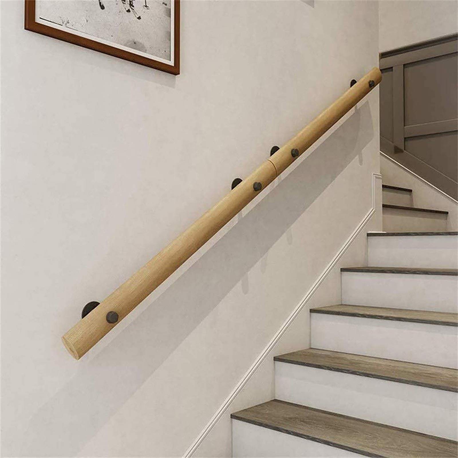Rampes d'escalier intérieures en bois barre de support antidérapante de couloir