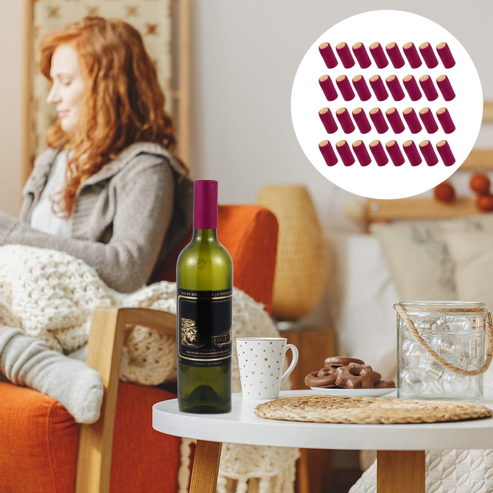 DOITOOL 100pcs Red Wine Bottle Heat Shrinkable Cap Seal Wine Bottle Cover Film Heat Shrink Sealing Cap Wine Bottle Sealing Film Wine Bottle Film Wine Heat Shrink Heat Shrink Cap