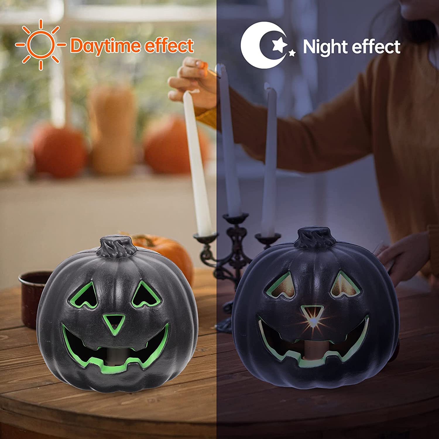 Lanterne Zucca Halloween LED Pumpkin Lamp Night Jack O Lantern Display Atmosphere Light Party Table Lampada Decorativa A Zucca Decorazioni Halloween