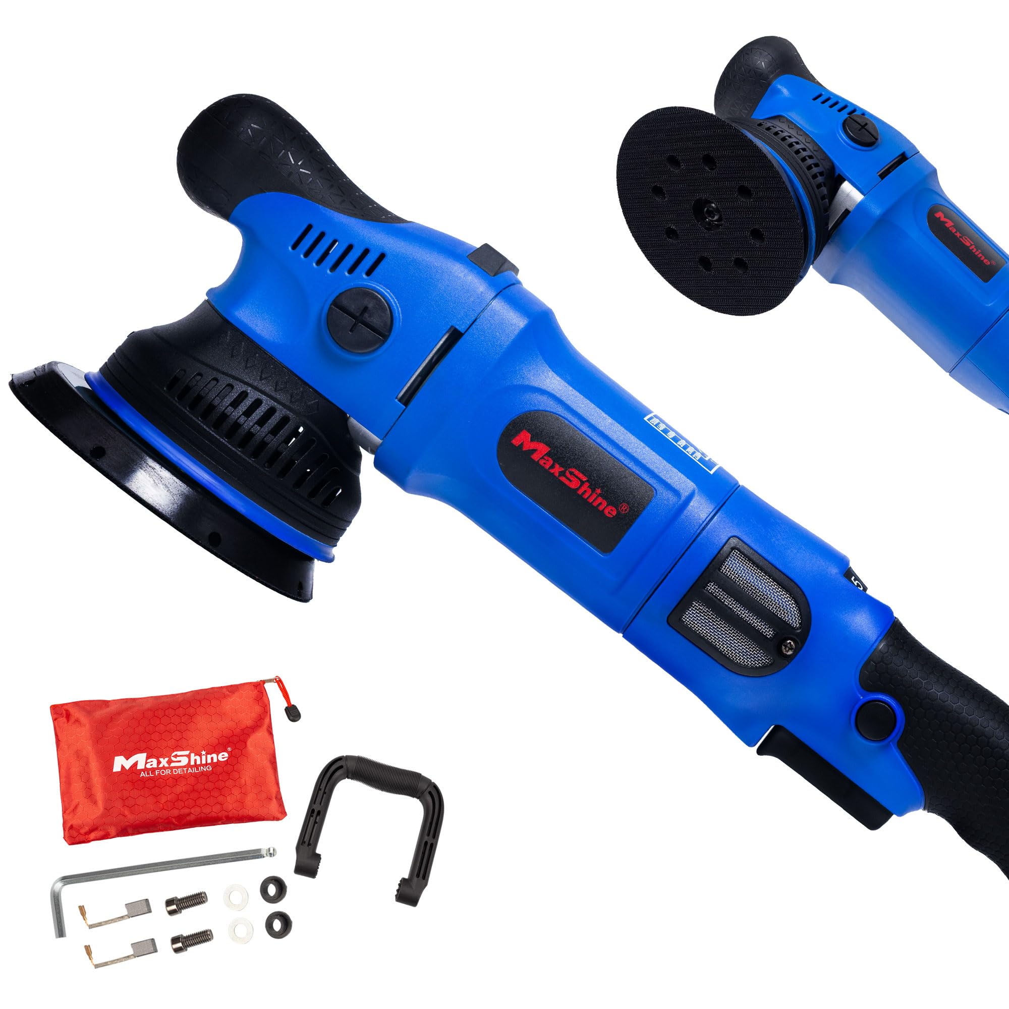 Maxshine M15 Pro Dual Action Polisher Blue – 15mm Long Throw Random Orbital Buffer, 1000W Detailing Machine 5″ Backing Plate – Variable Speed 2500–5000 OPM for Car, Truck, SUV &amp; Boat Paint Correction