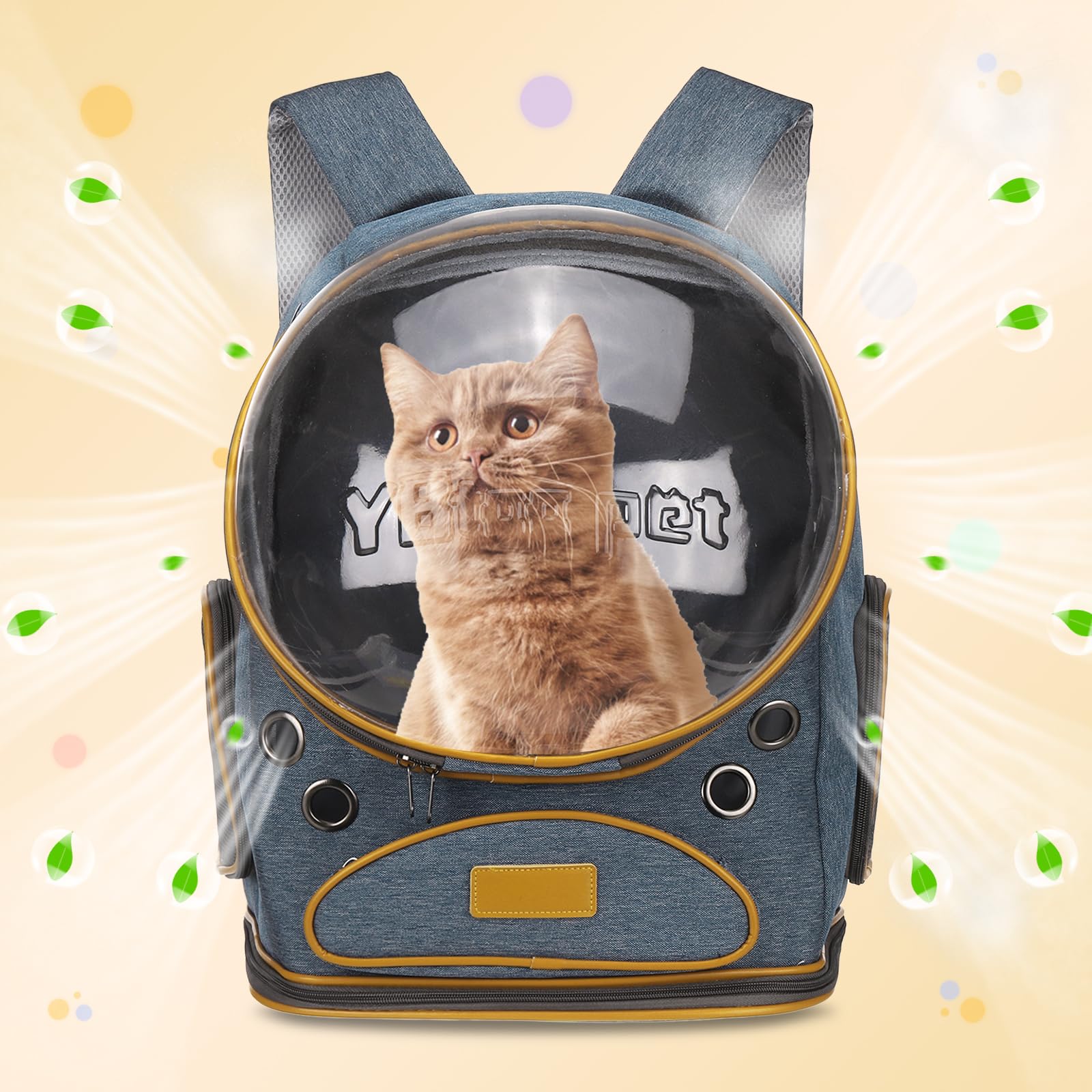 QUARKZMAN Zaino Trasportino Per Animale Domestico, Portatile E Areato, Tessuto Oxford, Borsa Da Viaggio Per Cani E Gatti Con Copertura Trasparente 12.6", (Blu, 1 zo).