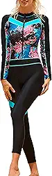 Roupa de mergulho feminina de manga comprida Rash Guard com proteção solar UV para mergulho com snorkel e caiaque