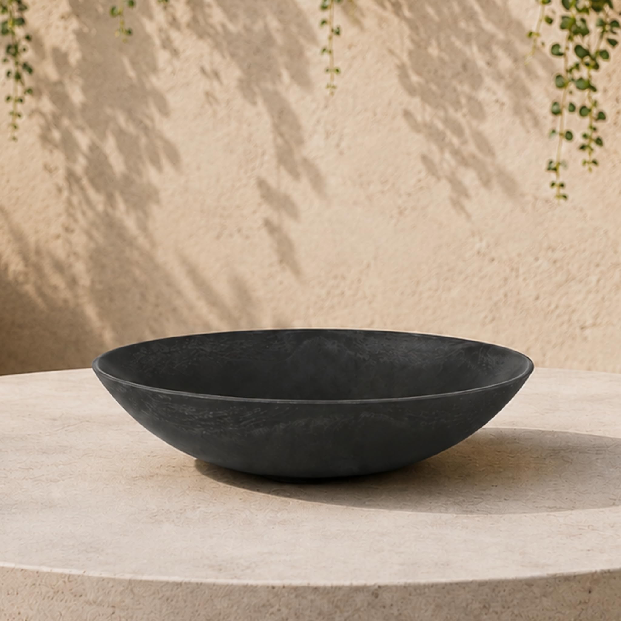 matches21 HOME & HOBBY Weatherproof Plant Bowl for Outdoor Use in 28 cm - Black Marbled as Flower Bowl - Decorative Bowl — image 1