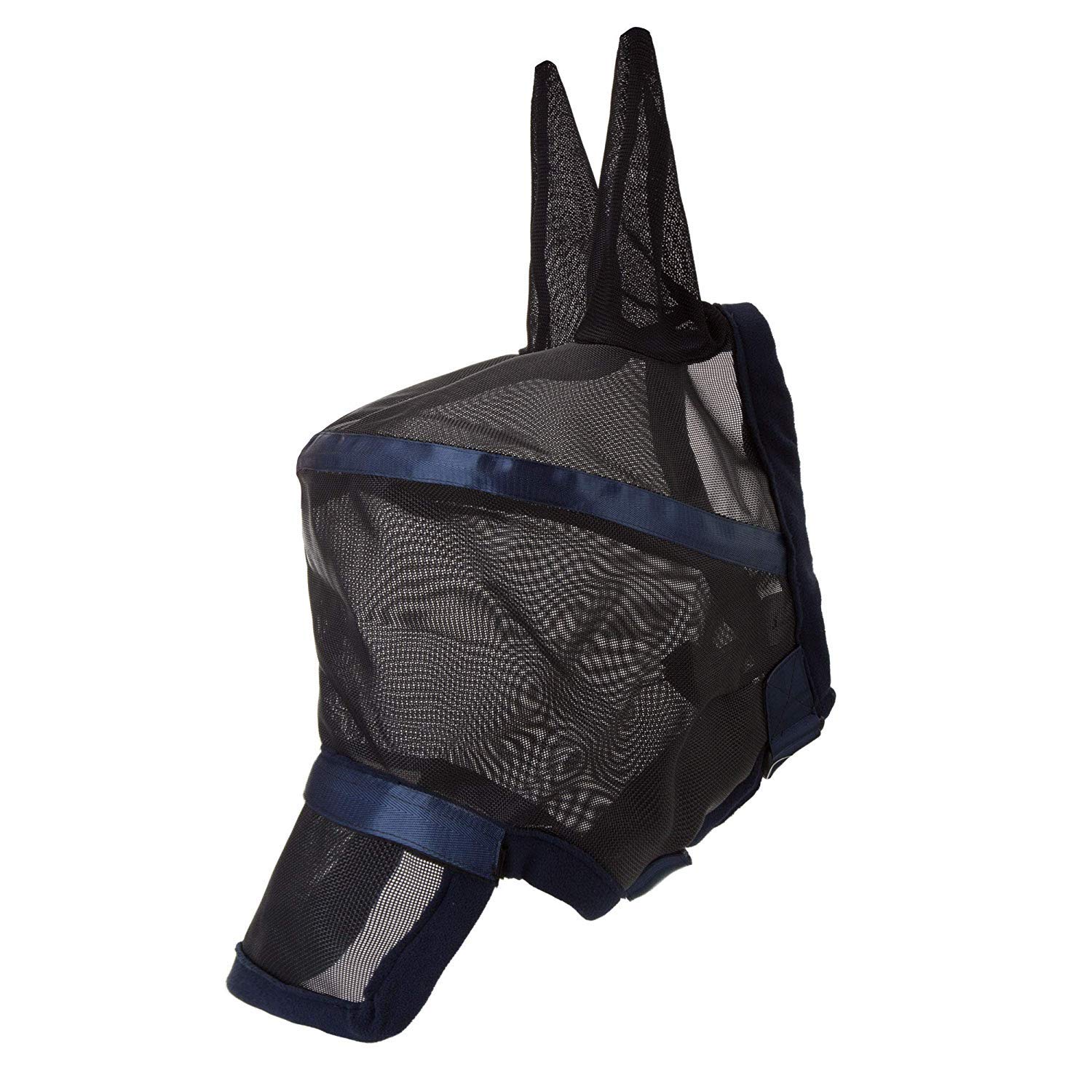 Harrison Howard Maskology Supreme Horse Fly Mask Stellar UV Protection with Detachable Nose Cover Well-Received 2-in-1 Mask Navy L Full Size