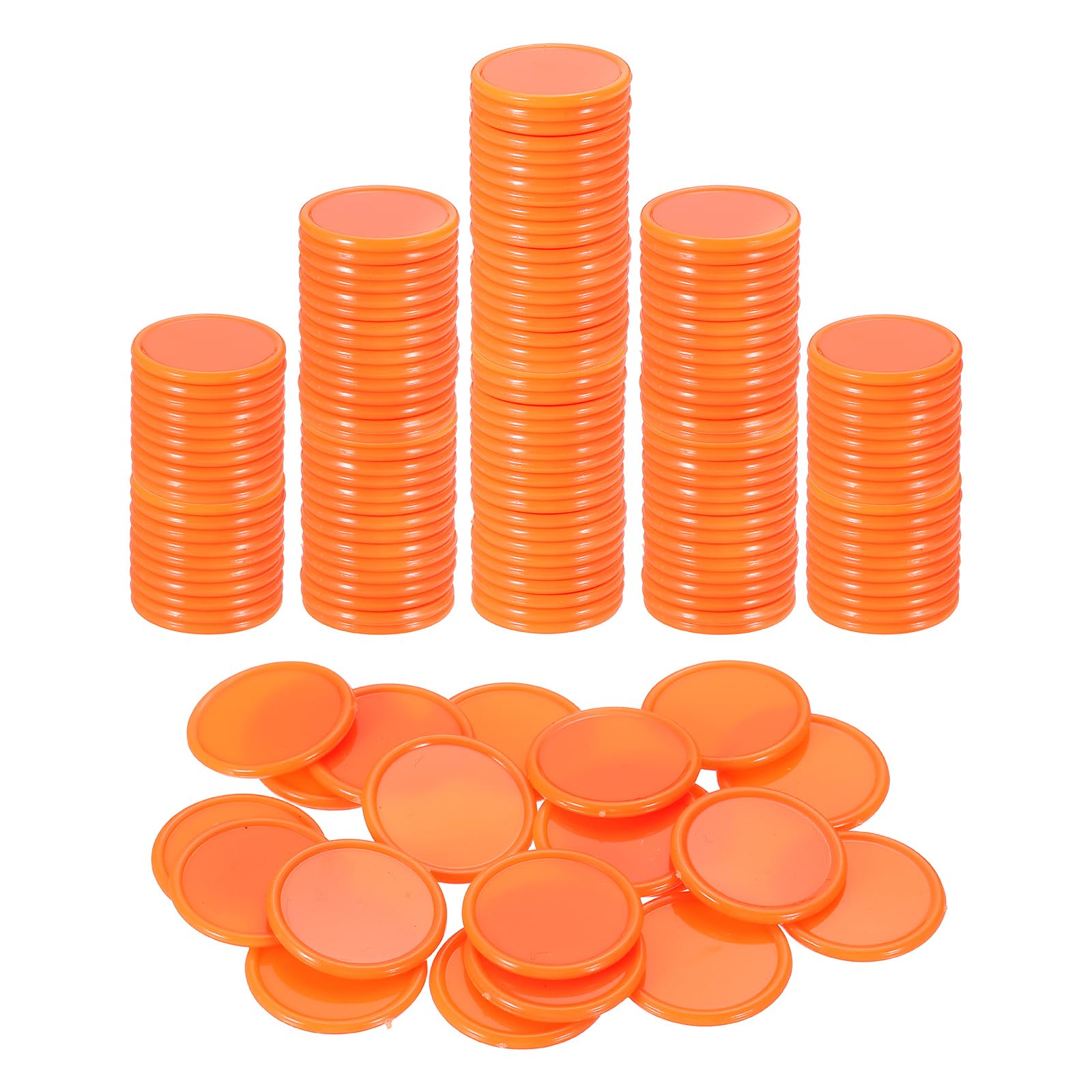 sourcing map 50Pcs 25mm Plastic Poker Chips, Mini Bingo Chips Learning Counters Counting Counters Disks Markers Opaque Game Tokens for Game Play Math Counting, Orange