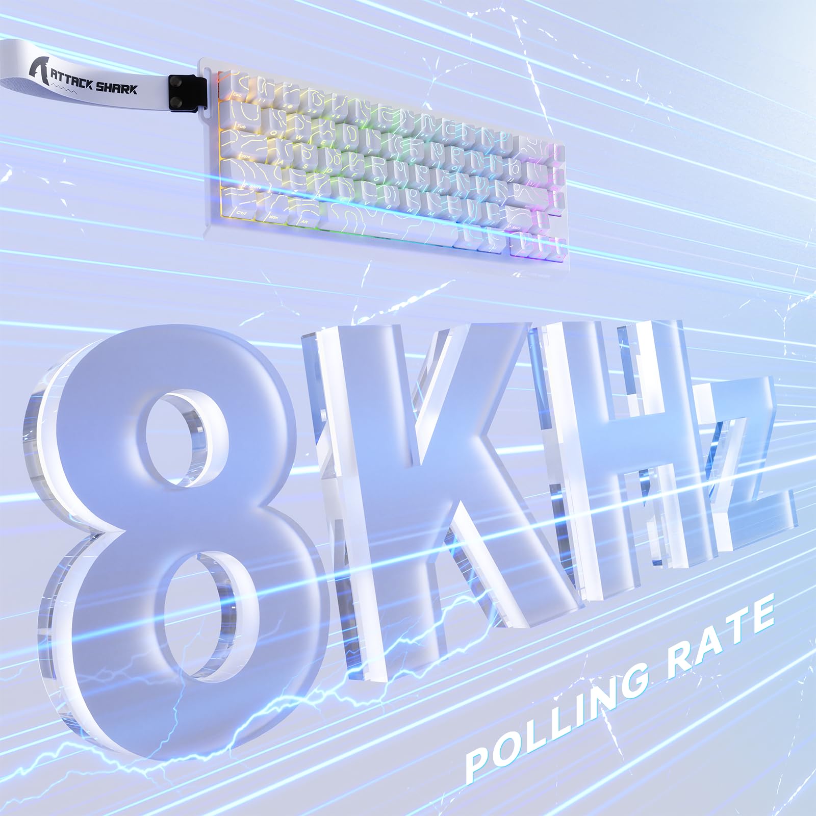 MAMBASNAKE × Attack Shark Clavier et Souris sans Fil à commutateurs magnétiques, Clavier à déclenchement Rapide 8 khz, Souris Gaming trimode 59g pour pc/Mac(Blanc)