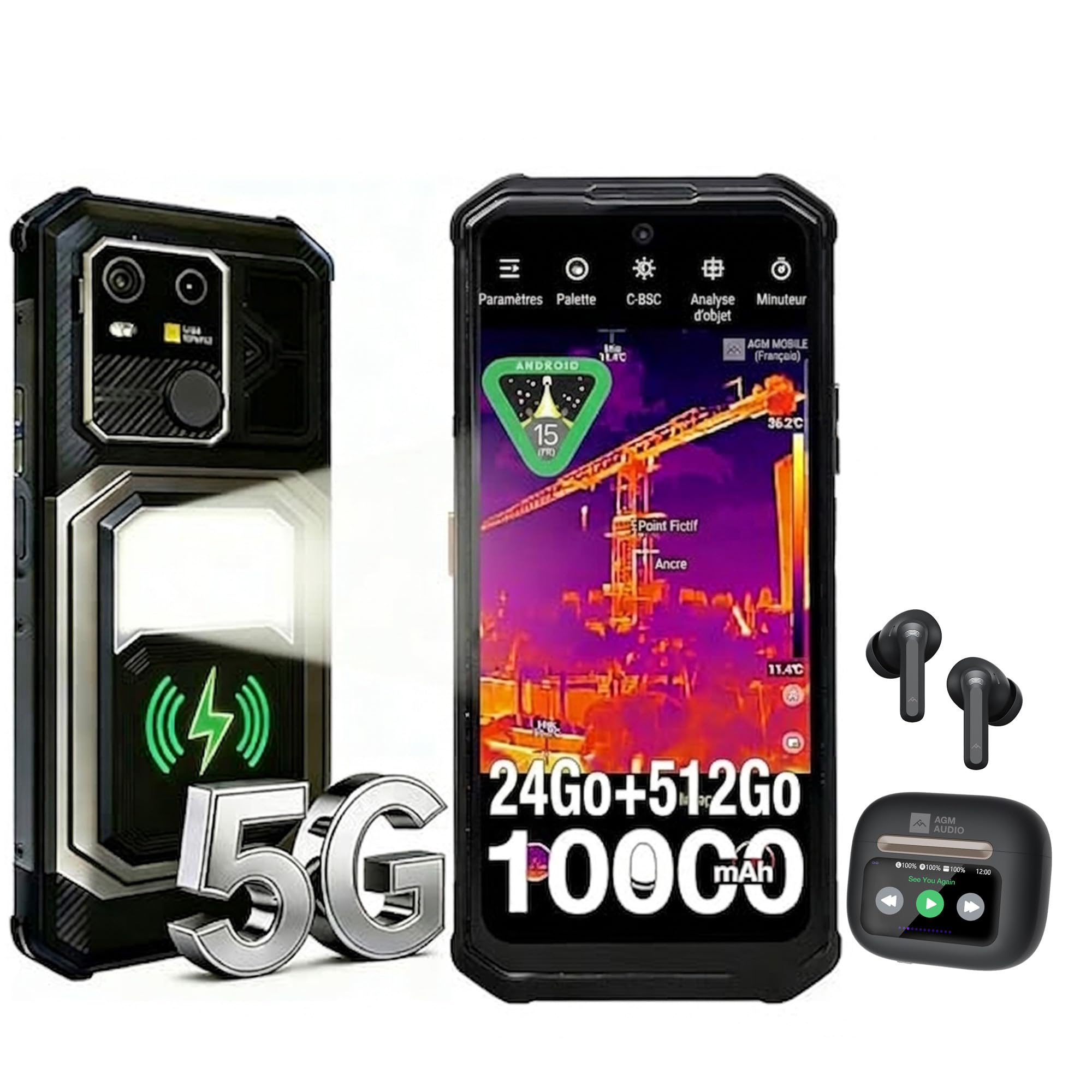 AGM G3 Pro Smartphone Robuste 5G Caméra Thermique,Android 15