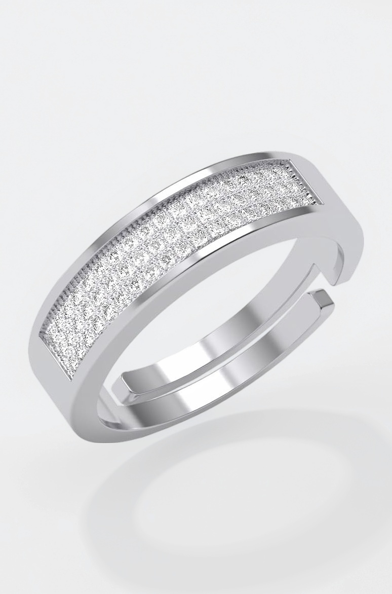 Pure 925 Sterling Silver Izan Men Ring |Size Adjustable, Platinum Plated, Swiss Zirconia | Gift for Men & Boys