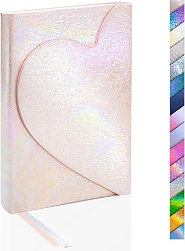 Diario de tapa dura de poliuretano arcoíris, con solapa magnética de corazón de grano de cocodrilo, cuaderno holográfico de cuero láser, diario de