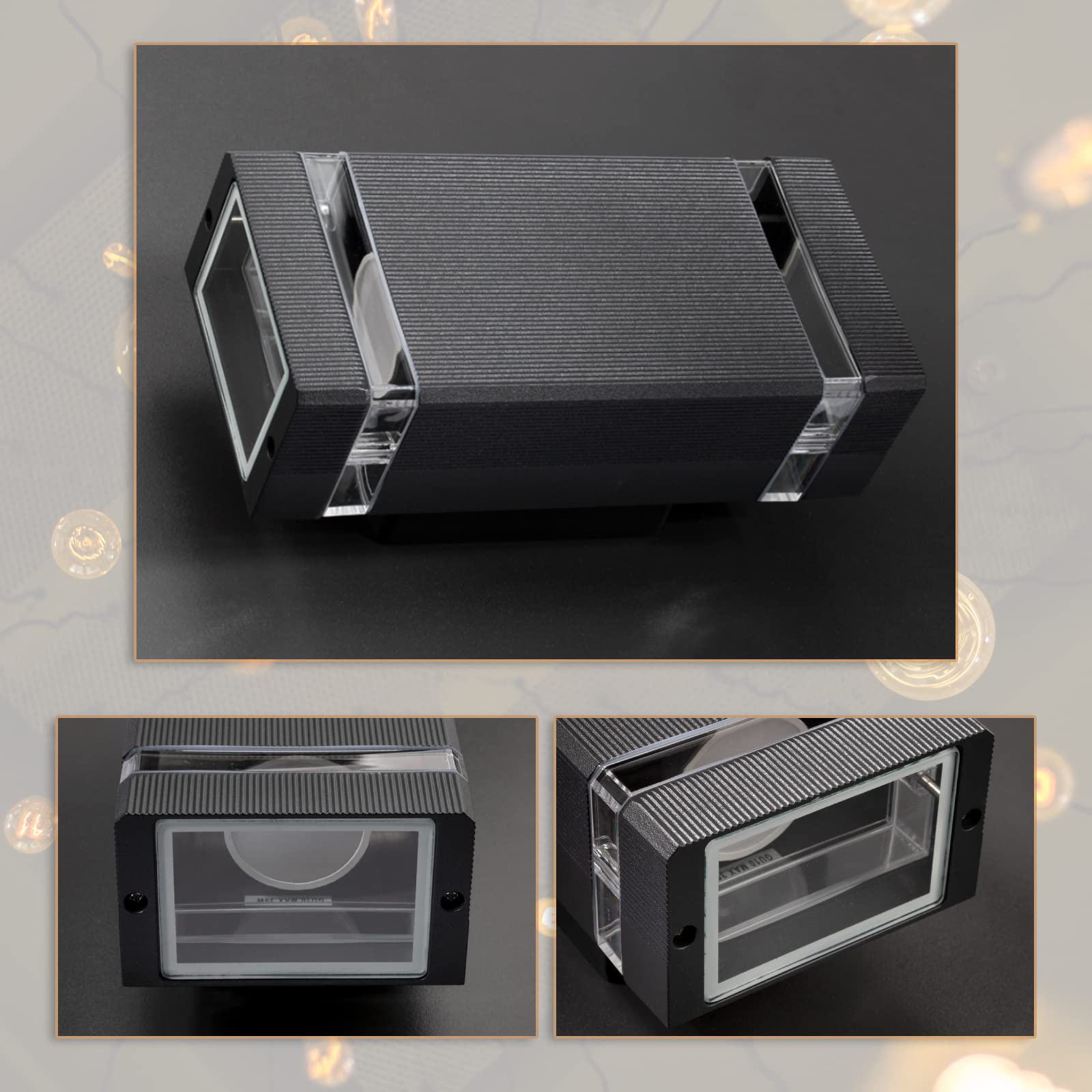 Lumiled lampa ścienna zewnętrzna ściana gniazdo GU10 oświetlenie zewnętrzne kinkiet ogrodowa taras fasada domu IP44 czarny prostokątny aluminiowy góra i