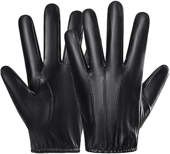 Touchscreen Gloves for Men and Women, Winter Sheepskin Leather Driving Gloves, Warm Mercerized Lining, for Running, Cycling, Motorcycle Black