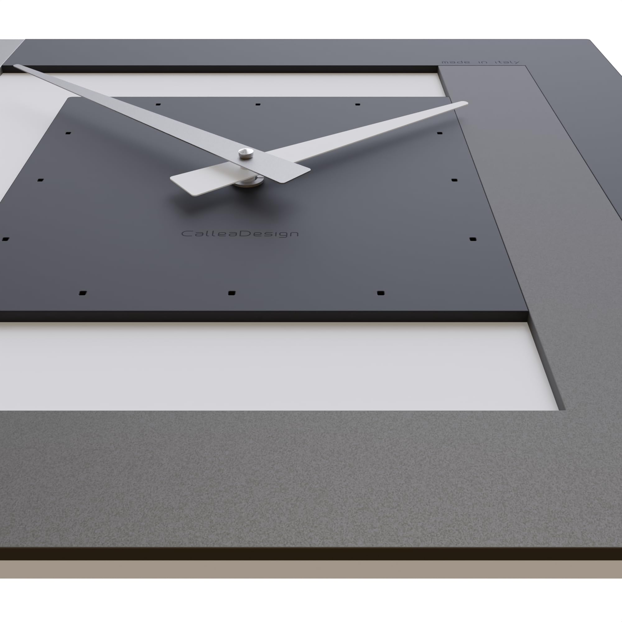 CalleaDesign - Moderne Wanduhr Schwarz quadratisch Stripes 36x36, Italienisches Design [Schwarz, Weiß, Aluminium, Quarzgrau].