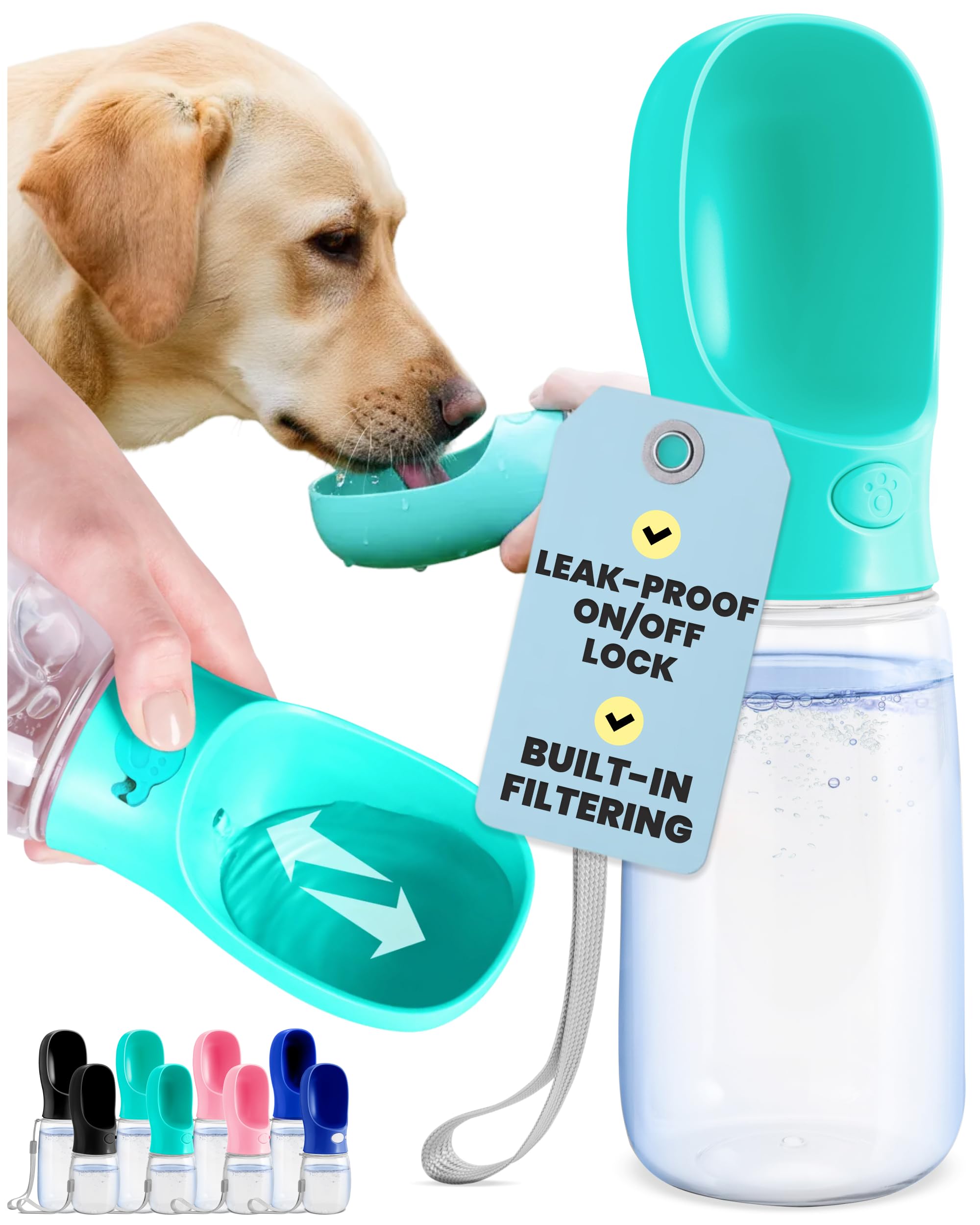 MalsiPree Dog Water Bottle, Lightweigh, Leak Proof Portable Travel Dog Water Dispenser - Perfect Puppy Drinking Bowl On The Go for Outdoor Walking and Hiking - Pet Accessories (19oz, Blue)
