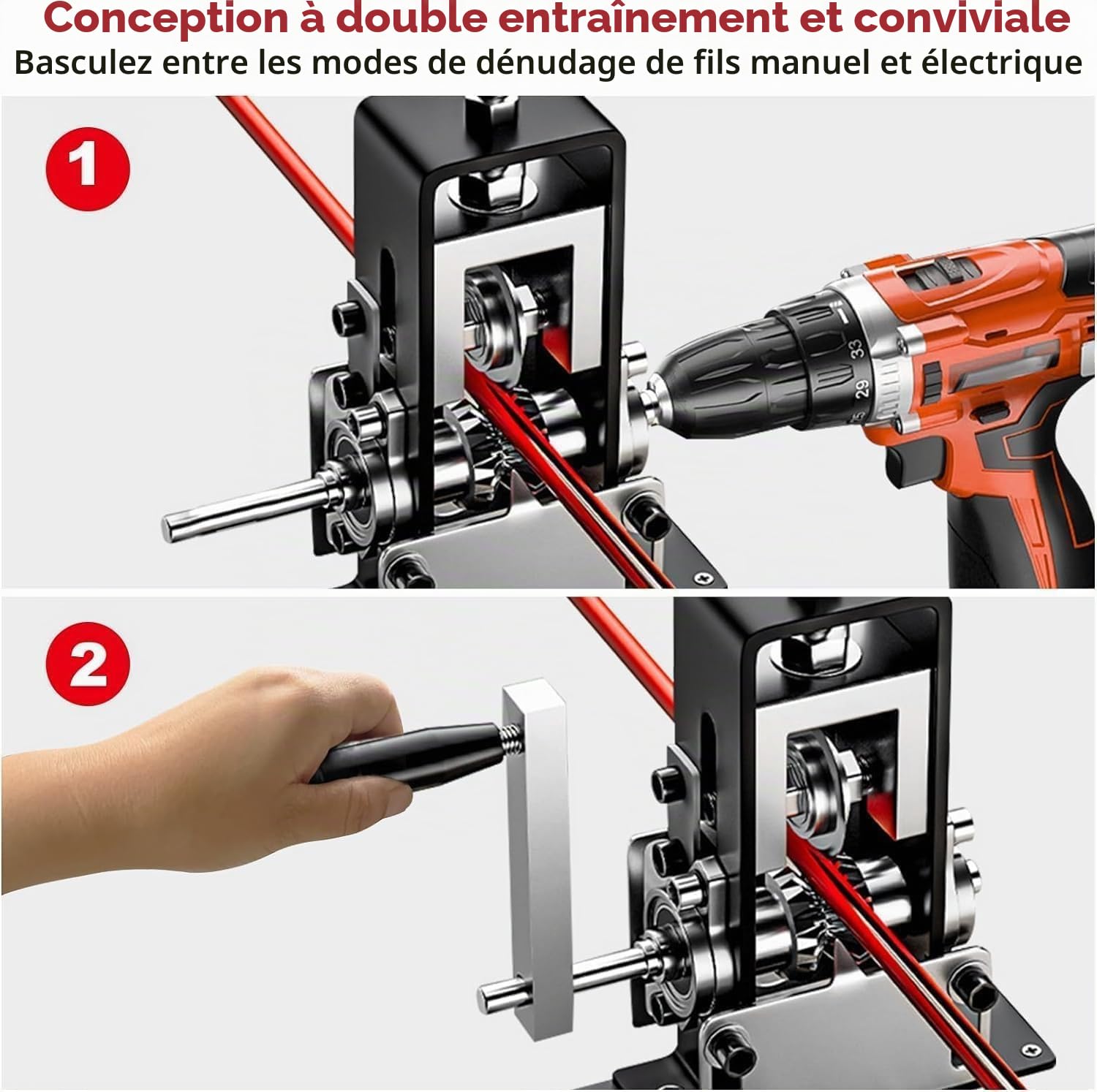 Denudeuse de Cable Electrique, Pince à Denuder Electricien Electrique, pour Câble 1-25 mm, Multifonction Denudeur Cable Electrique Machine a Denuder Le Cuivre, pour Le Recyclage des Fils