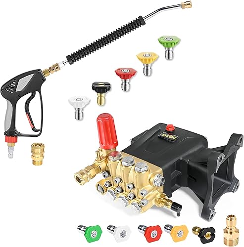 Bomba de lavado a presión máx. 4200 PSI 4.4 GPM, eje de 1 pulgada de repuesto de bomba de lavado a gas, pistola de lavado a presión, extensión de