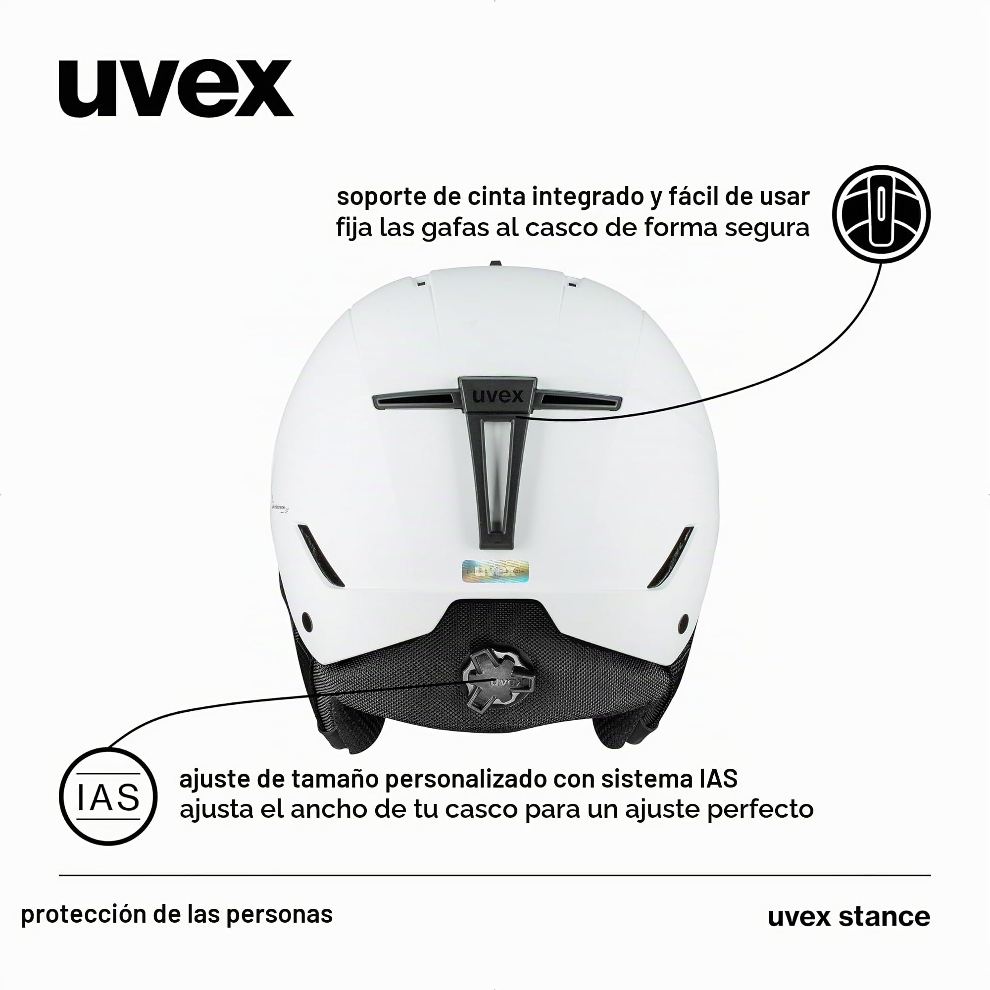 uvex stance Casco de esquí, Adultos unisex, white matt, 54-58 cm