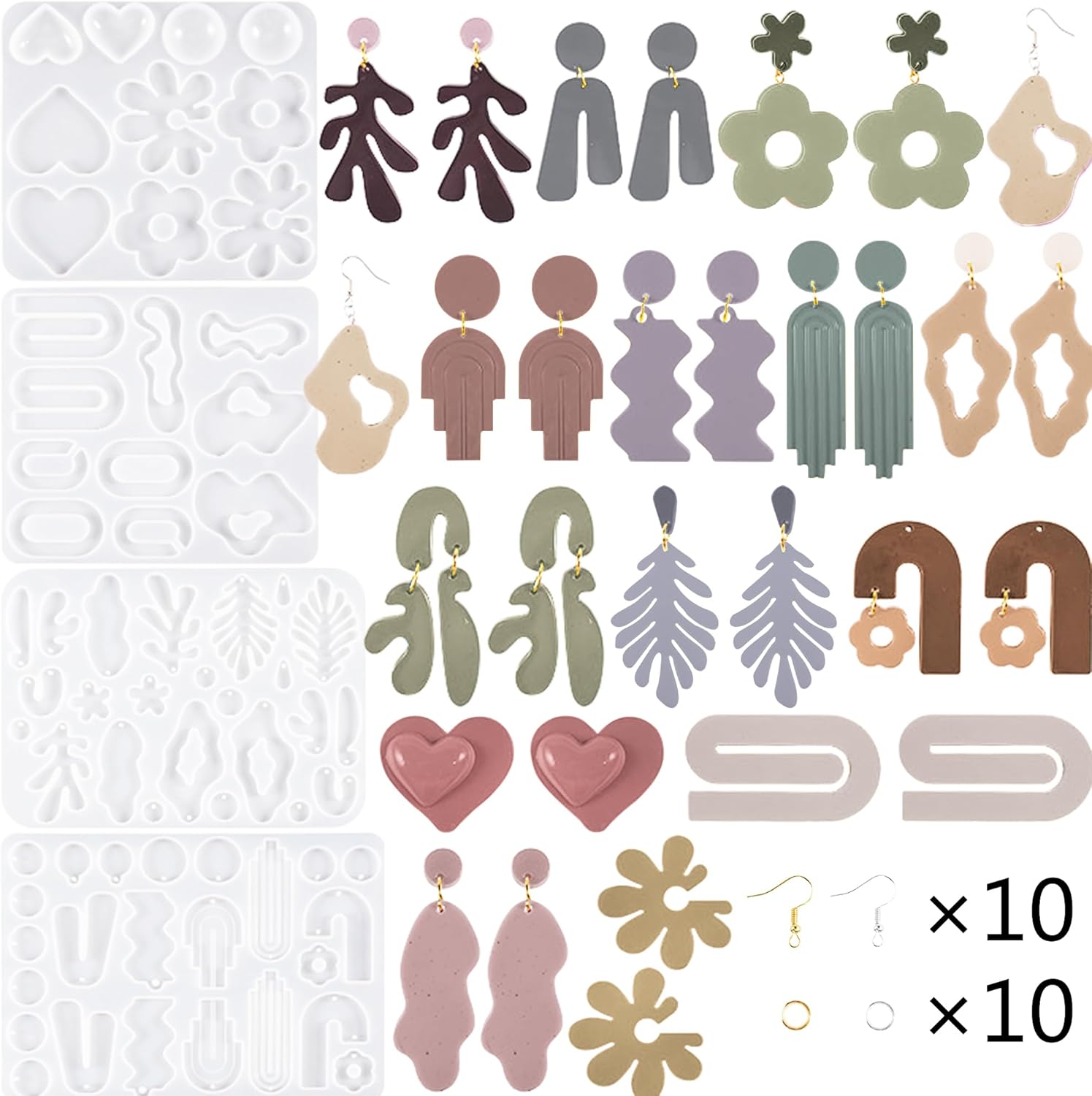 DeFawnee 44PCS Resin Earring Molds, Silicone Molds for