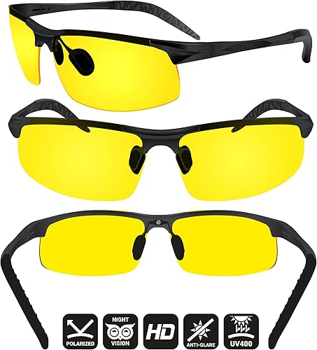 Miniatura 3 de BLUPOND Juego de 2 lentes de conducción de día y noche HD - Gafas de sol polarizadas y gafas de visión nocturna amarillas con soporte para clip