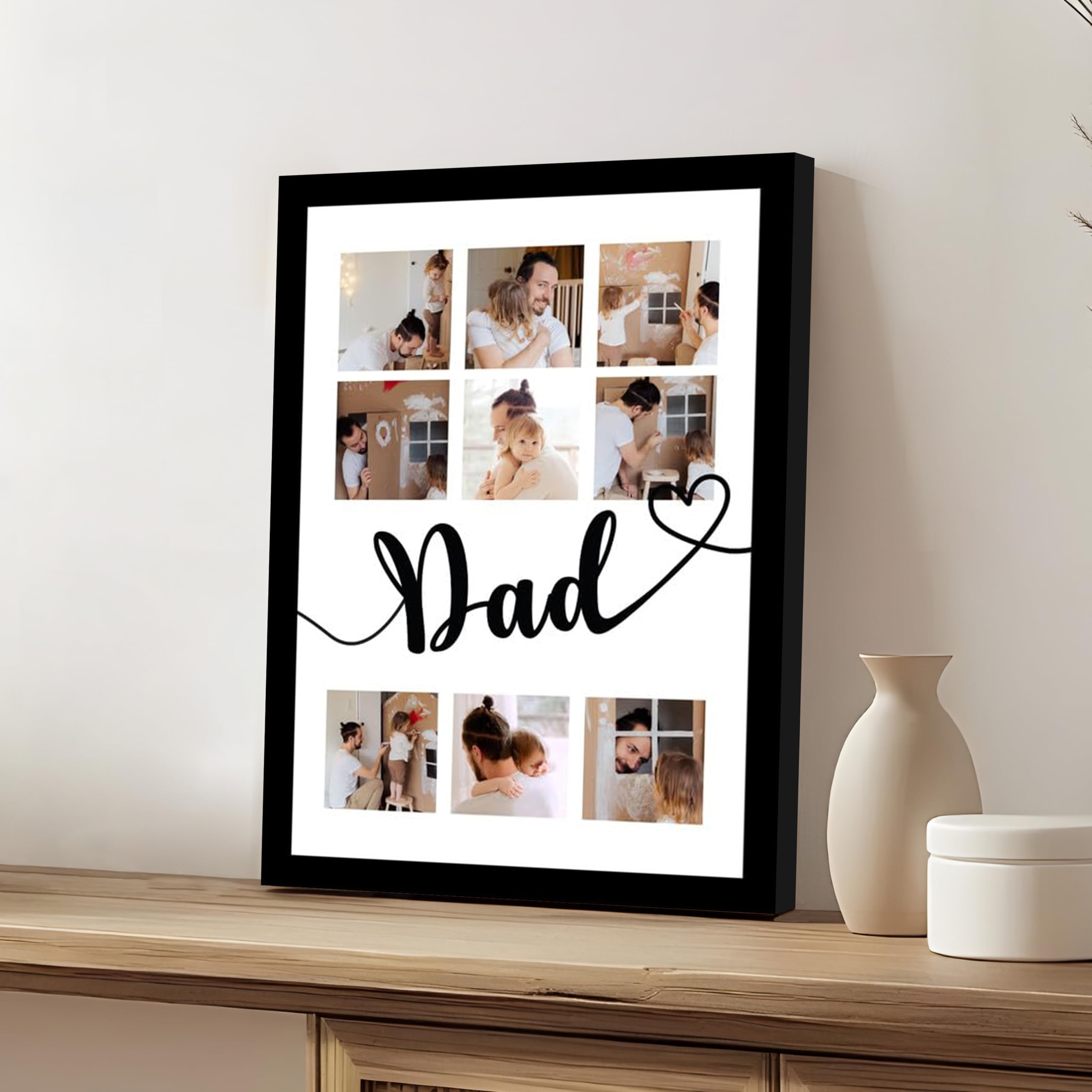SNAP ART Customized Dad with 9 Photo Collage print for Mother, Dad Gifts Photo Frame With Photo Upload, Birthday, Anniversary Gift for Husband, Couple, Brother, Sister, Parrents(A4)