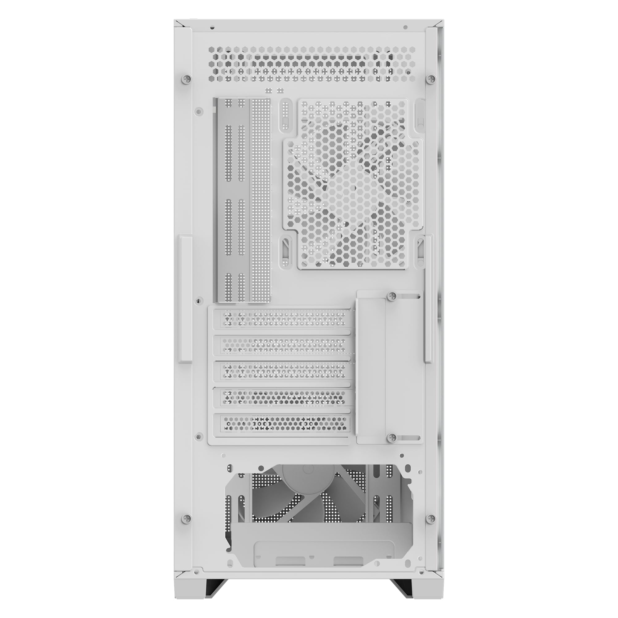 GIGABYTE C102 Glass Ice - Carcasa Blanca para Juegos de PC de Torre Media, Vidrio Templado, Cubierta de Fuente de alimentación, 2 Ventiladores de 120 mm (GB-C102GI)