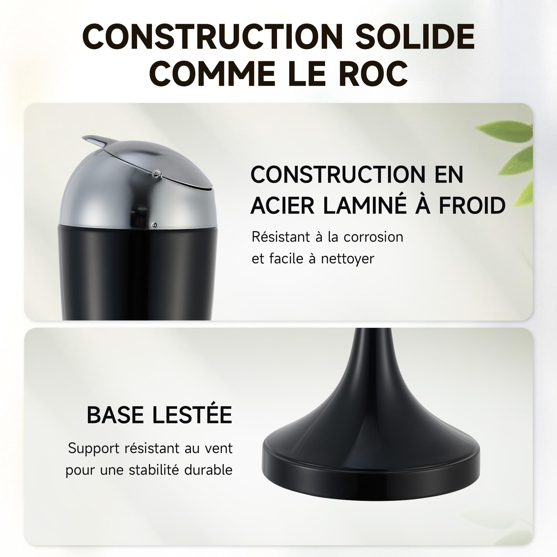 CO-Z Cendrier sur Pied Intérieur et Extérieur Hauteur Réglable 50/70/90 cm avec Couvercle en Acier pour Cigarettes pour Cigares pour Patio Décoration de la Maison et du Bureau, Noir