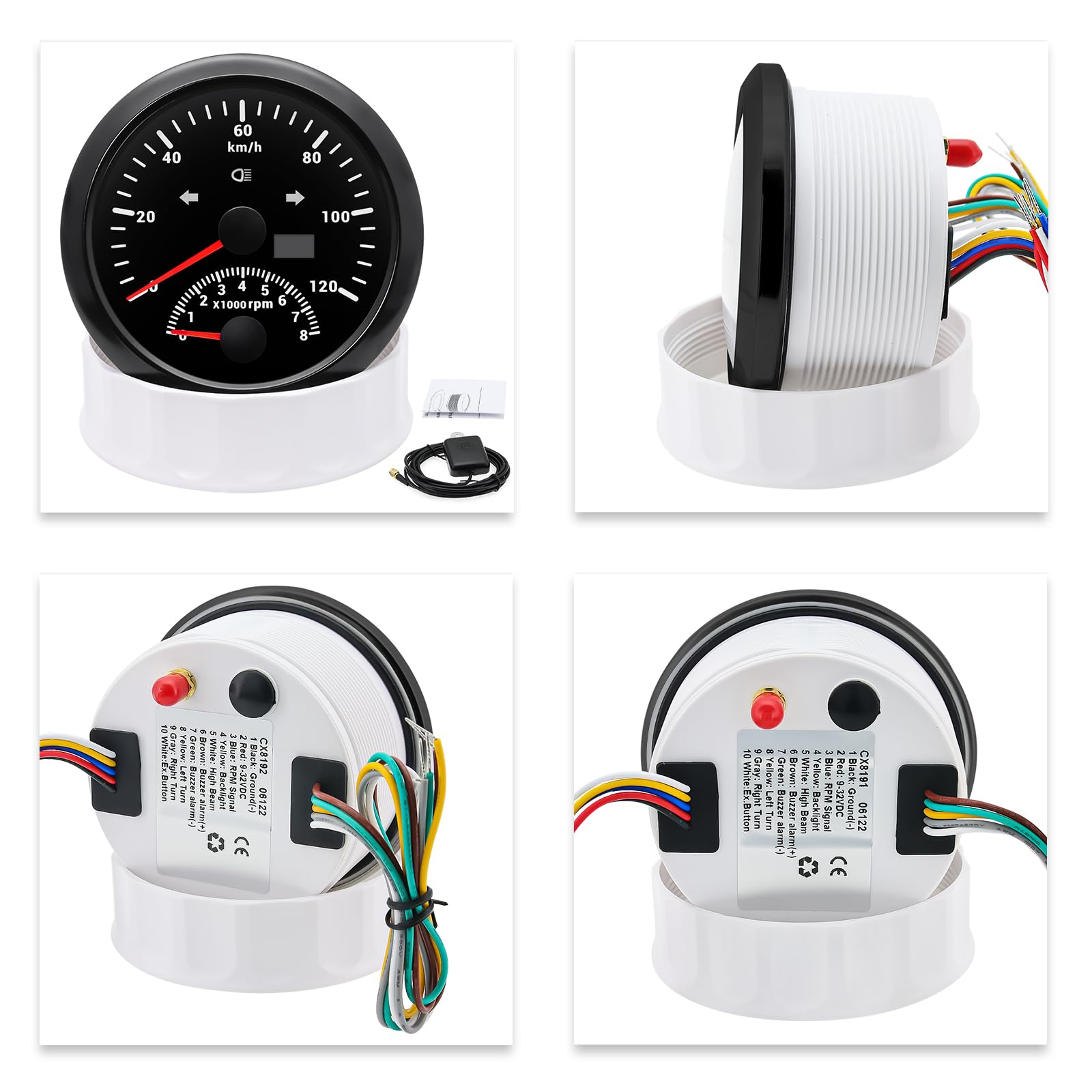 85mm GPS Geschwindigkeitsmesser 0-200 km/h mit Drehzahlmesser 8000RPM, 7 Farben LED Display für Auto, Boot, Truck