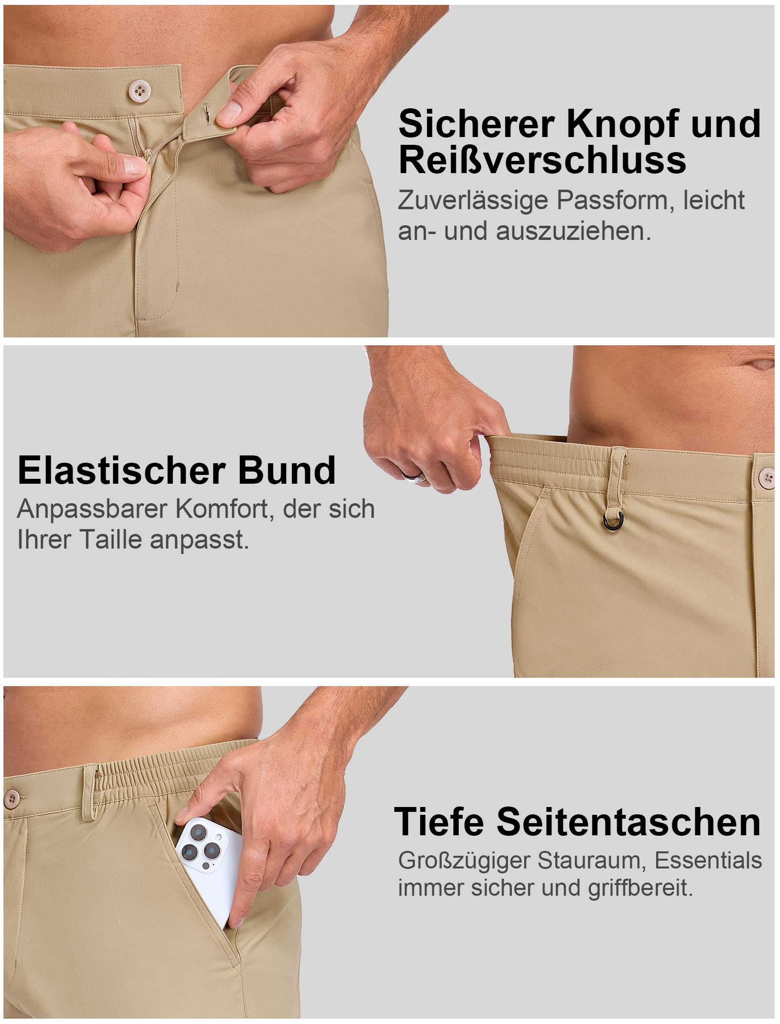 Zoofly Short de Golf pour Homme Taille élastique Short Cargo été Bermuda décontracté Coupe Classique Pantalon habillé avec Poches - 4
