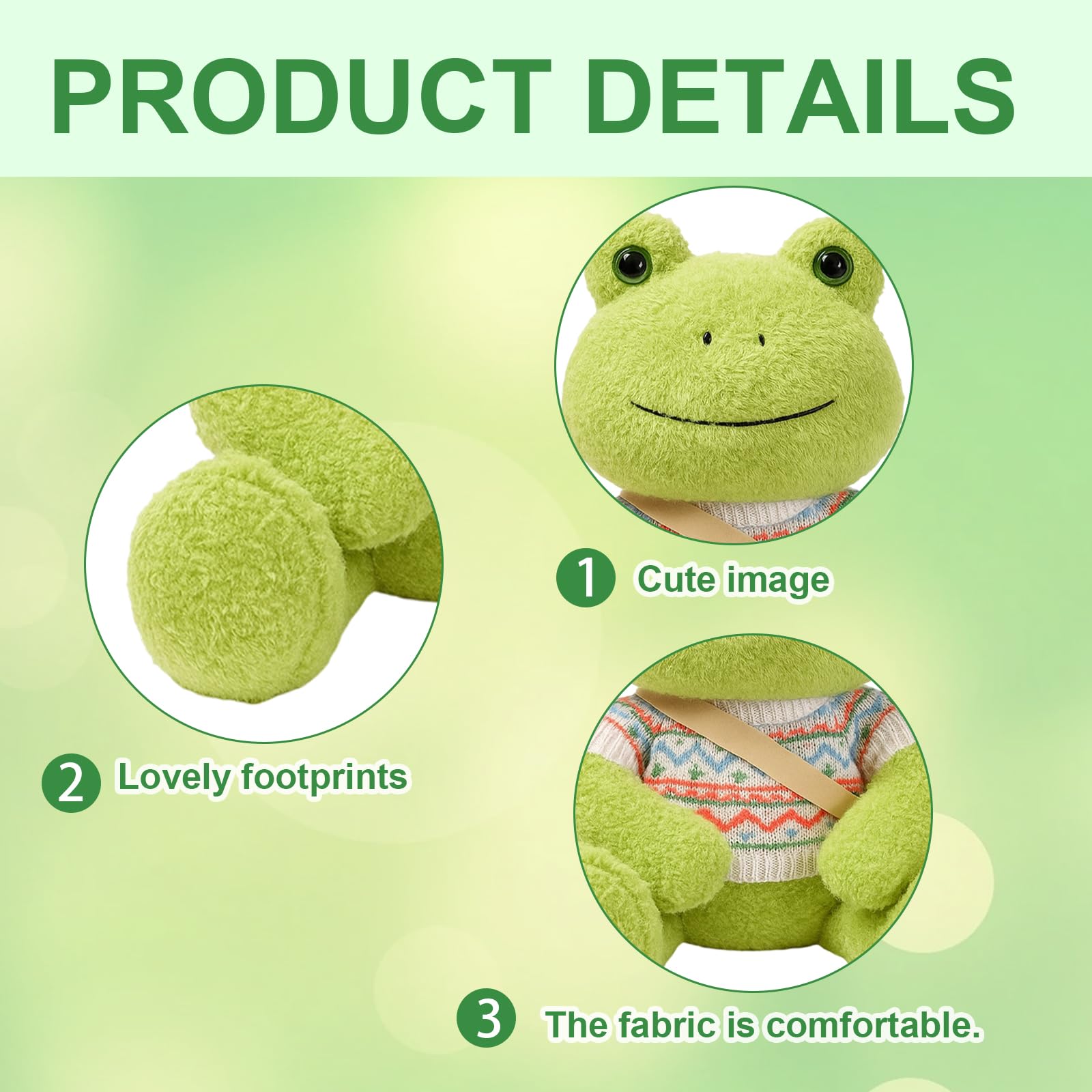 QhgPnt Frog Toy, Soft Plush Stuffed Animal with Keychain - Image 3