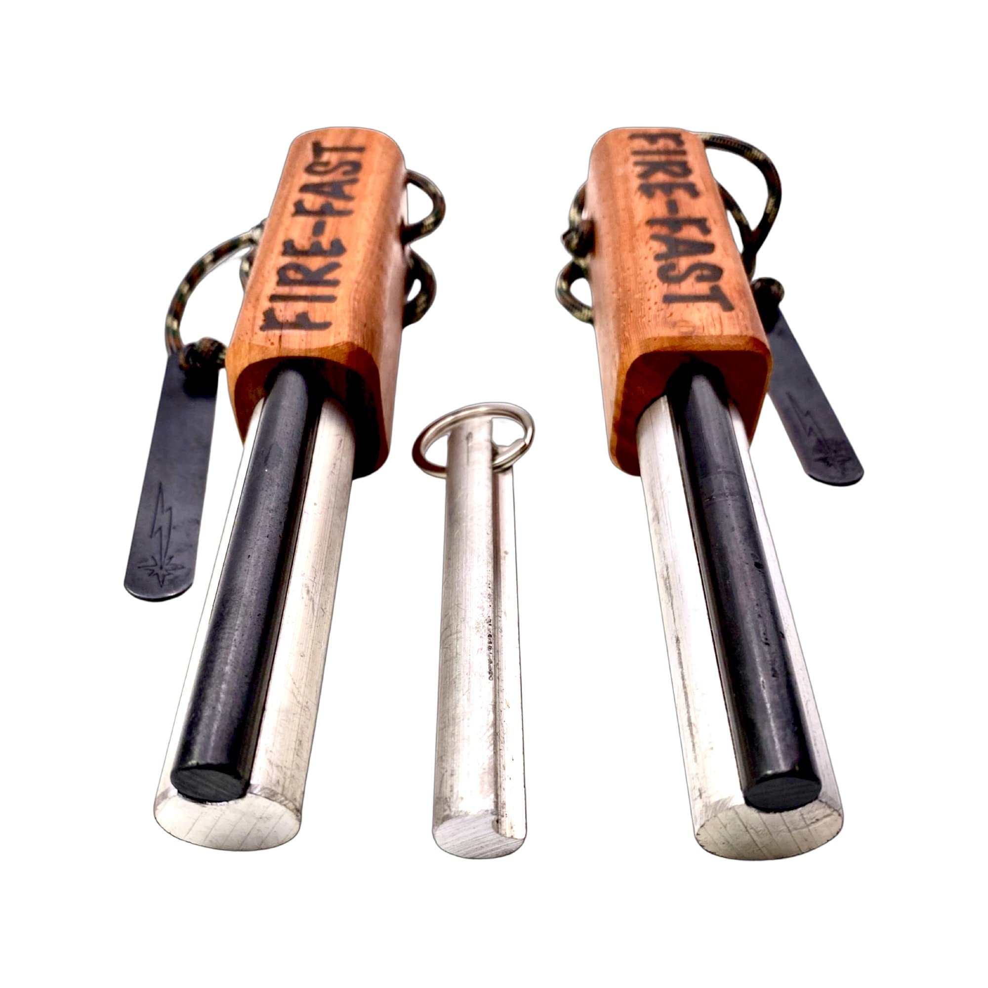 Fire-Fast Trekker Twin Feuerstarter mit Magnesiumstab, 2 Stück, inkl. Bonus Magnesiumstab, für Bushcraft, Camping, Wandern & Notfälle