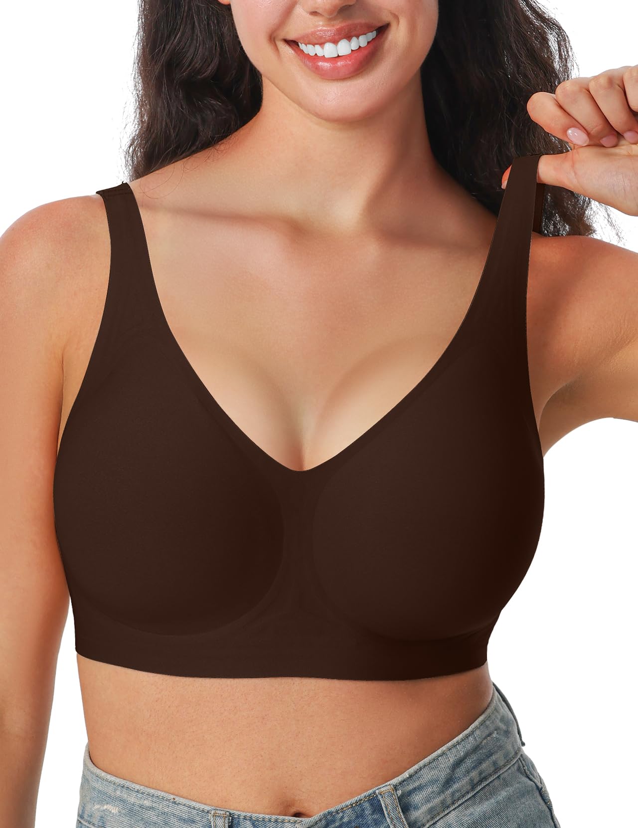 FallSweet Wireless Push Up Bras Seamless Plus Size Full Coverage Bralettes with Support