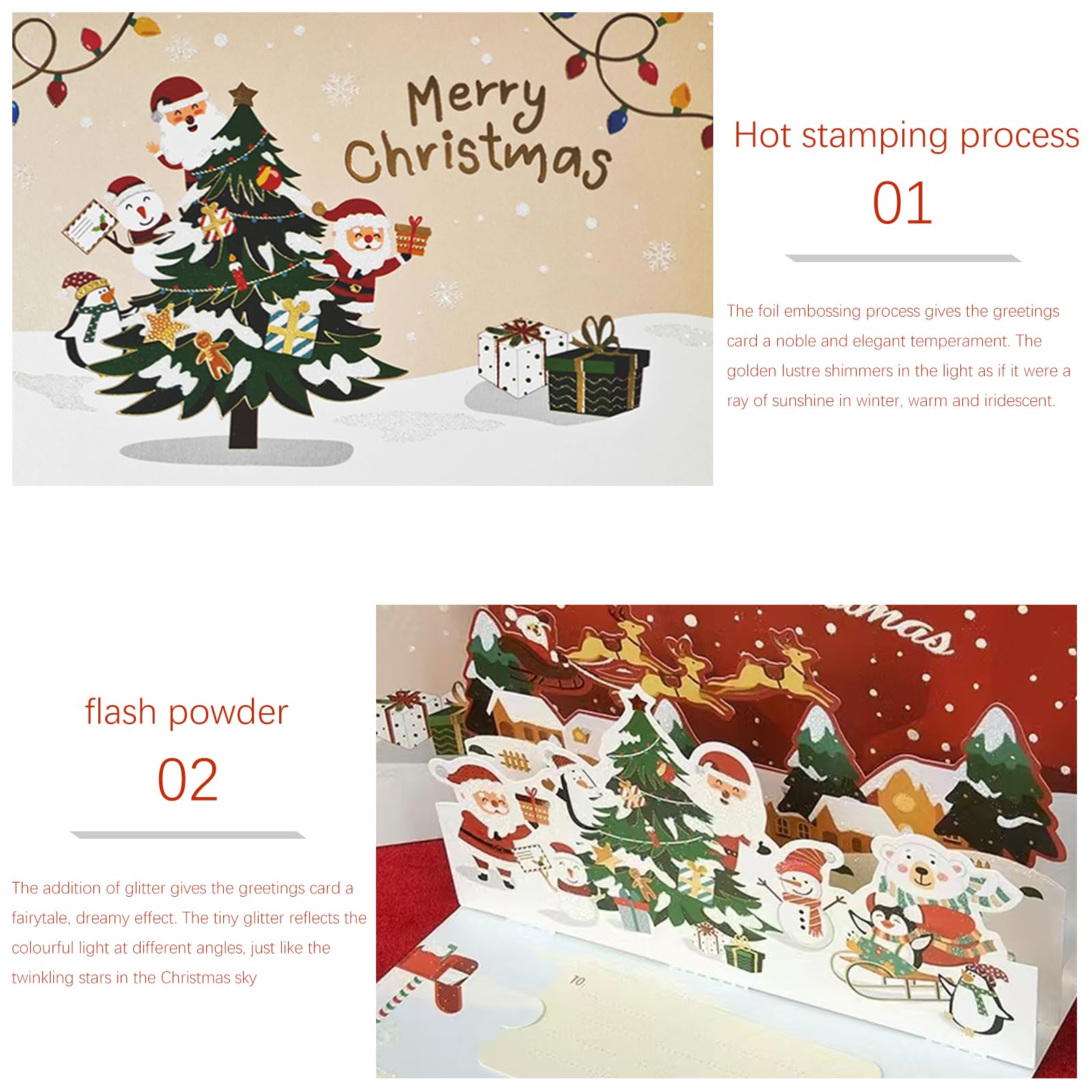 DITK-U 3D Christmas Card Pop-Up Card Santa Claus and Christmas Tree Handmade Gift Card Greeting Cards with Envelopes for Greetings Blessings - Image 3
