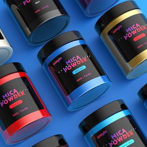 Miniatura 6 de Polvo de mica azul mágico para resina epoxi, tarro de pigmento nacarado de grado cosmético, tinte de resina brillante natural, ideal para bombas de