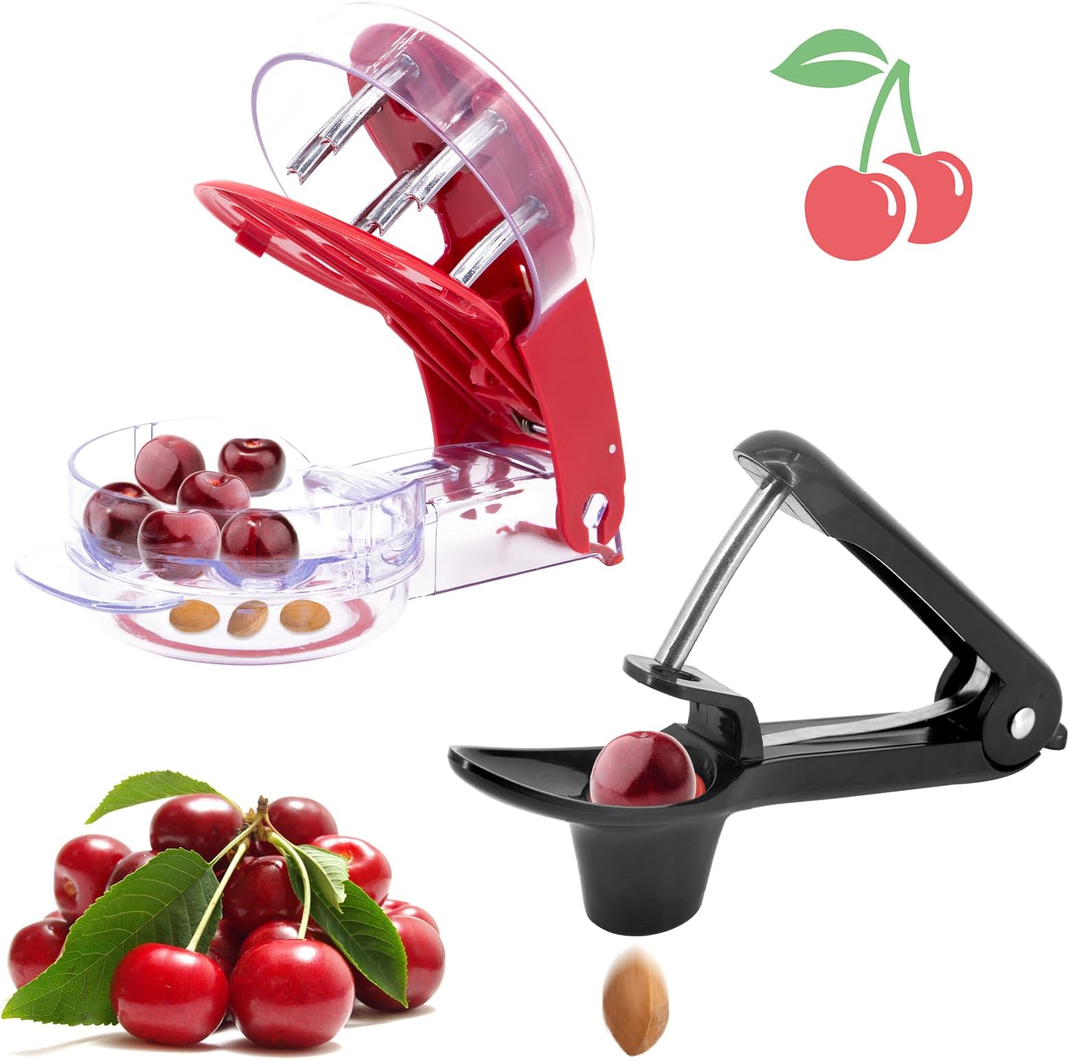 2Pcs Cherry Pitter Tool Pit Remover Cherry Stoner Portable Lazy Olive Pitter with Stainless Steel Rod Multi-Function Cherry Pitter for Cherries