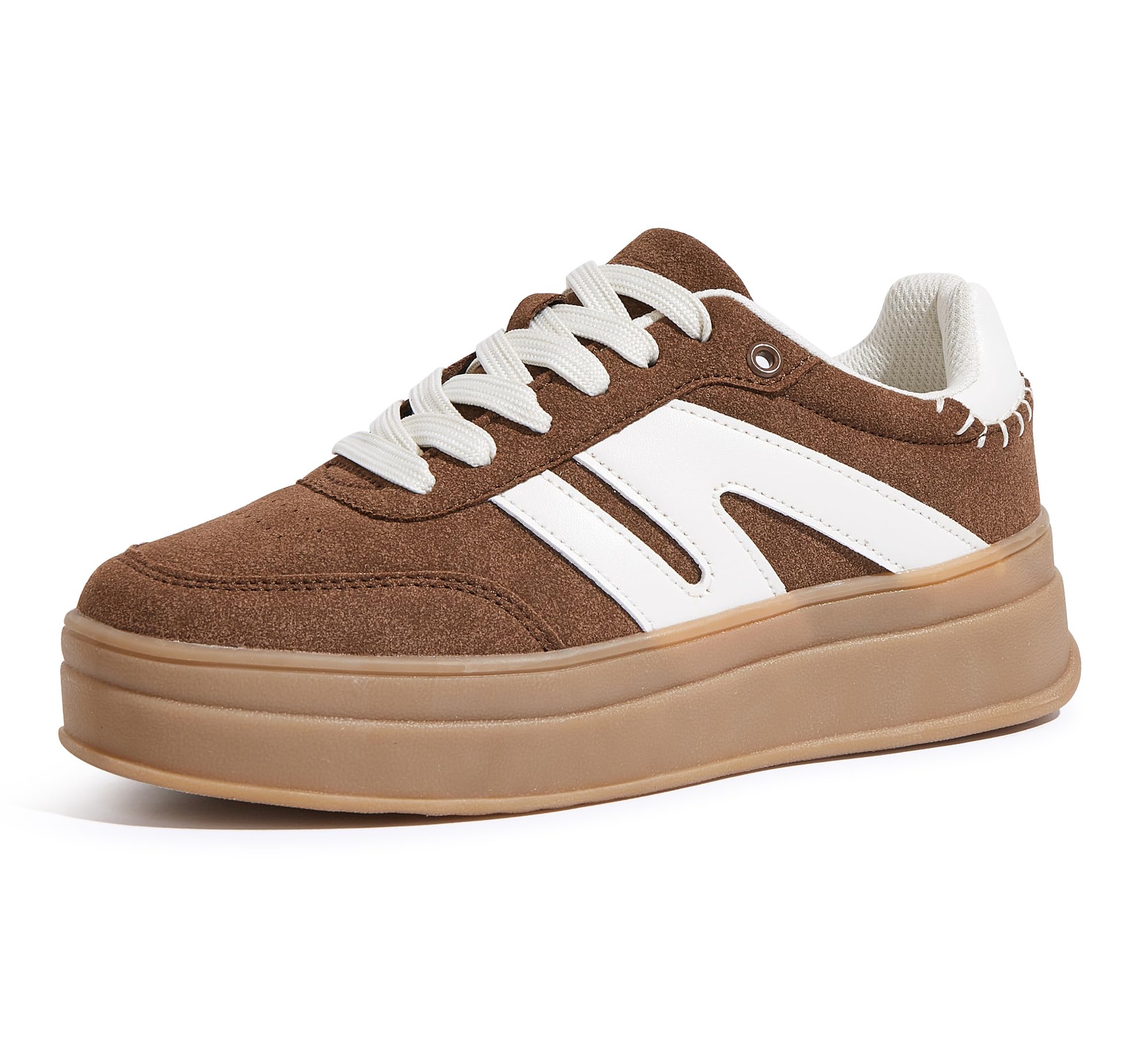 LUCKY STEP Tenis de plataforma retro para mujer, clásicos, informales, suela de goma, suela de goma, para patinar, tenis, caminar, suela gruesa, calzado de moda