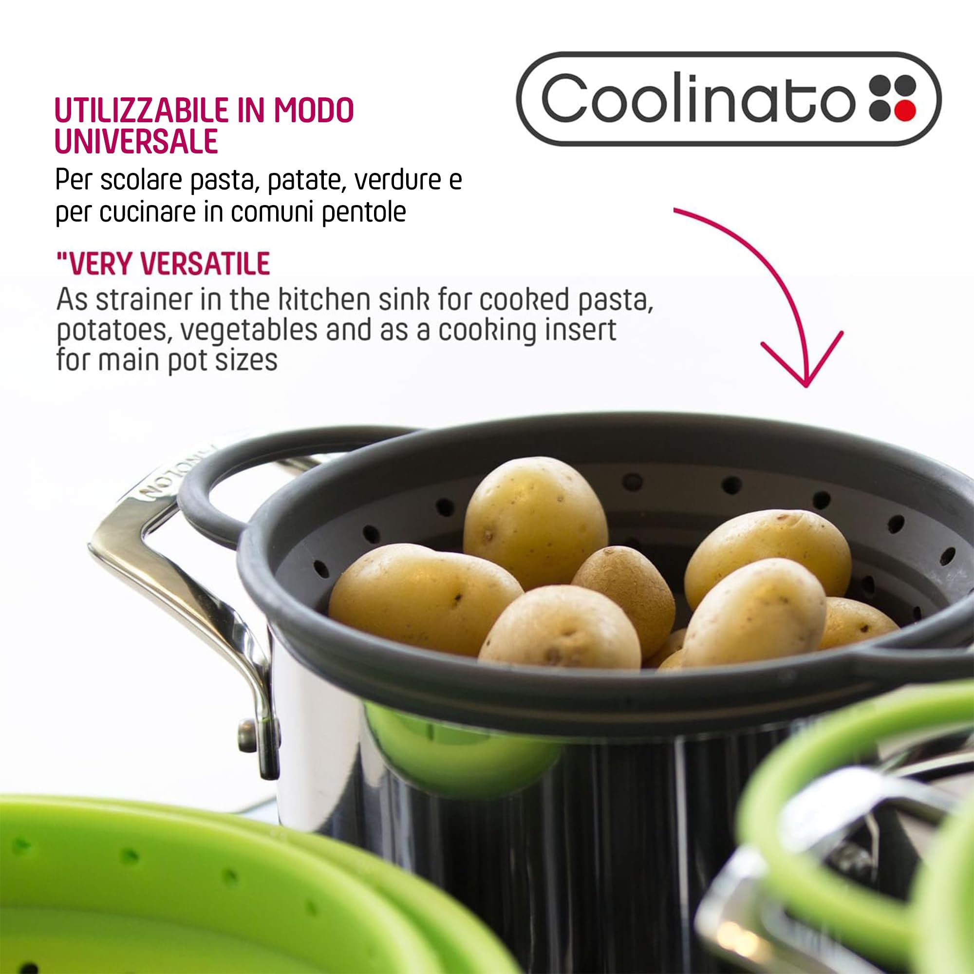 Set Di 2 Colini In Silicone Pieghevoli - 20cm E 24cm, Lavabili In Lavastoviglie