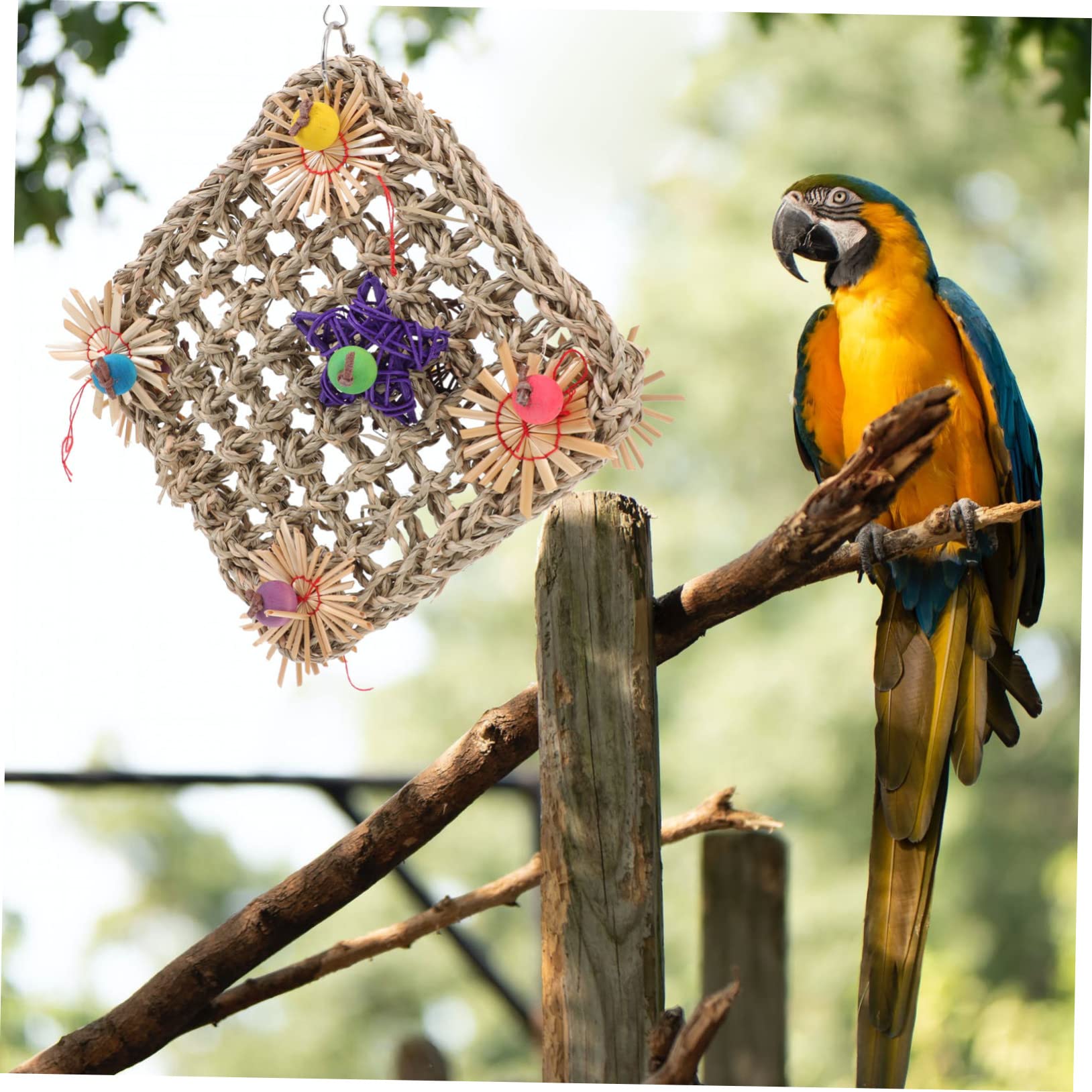 POPETPOP 3pièces Parfait pour Oiseaux Filet Herbe Tressée Jouet à Mâcher pour Perroquets Accessoire De Divertissement pour Oiseaux Encourage Exploration Développement Compétences