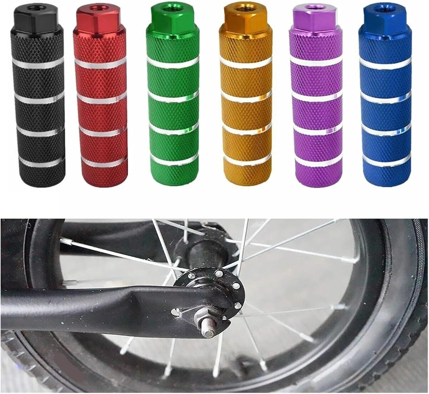 Bike Pegs Bike Stunt Pegs Alloy Anti Skid Lead Foot Fit 3/8'' Axle Footrest-Lever Cycling Bicycle Accessories