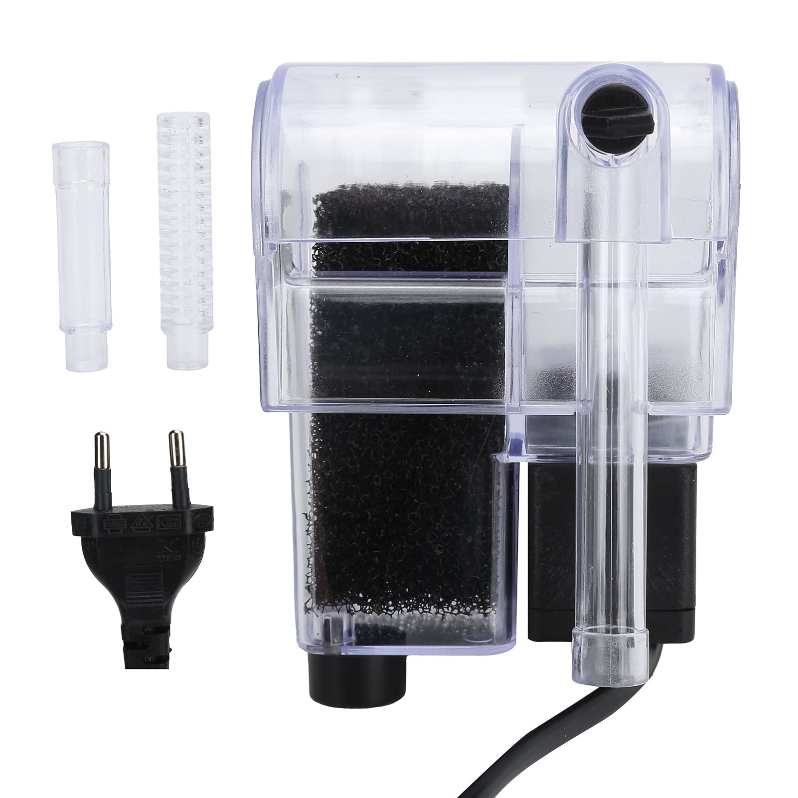 Filtro de Acuario 250 L/H, 3W Filtro para Colgar del Acuario Pequeño Filtro para Pecera Colgante Externo, Agua de Filtración para Pecera Montada en La Pared (Enchufe de la UE 220 V)
