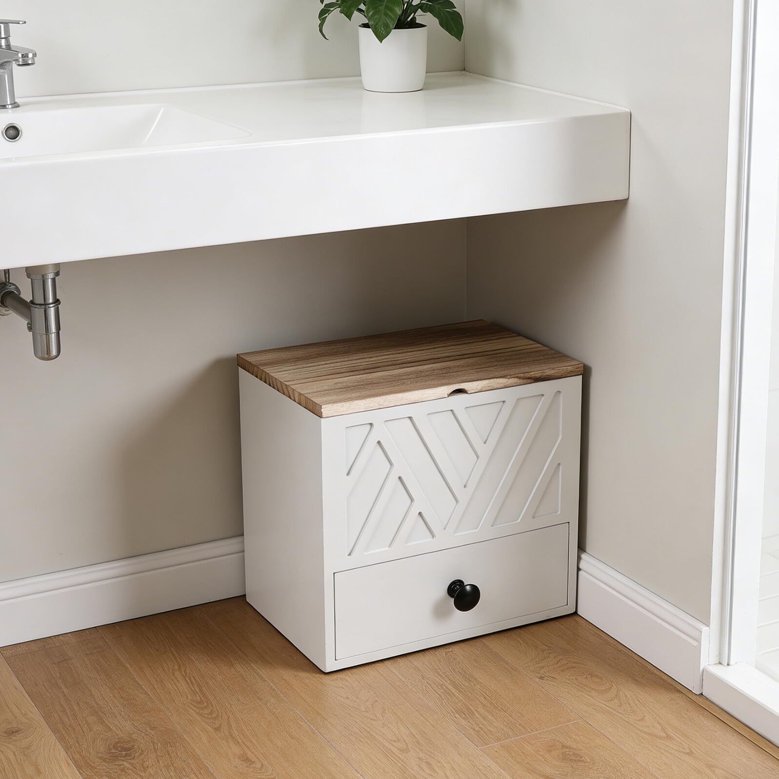 NUOBESTY Elegante Doppelschichtige Aufbewahrungsbox mit Schublade für Badezimmer und Toilette Praktische Weiße Damenhygiene Organizer mit Leicht Zugänglichem Fach