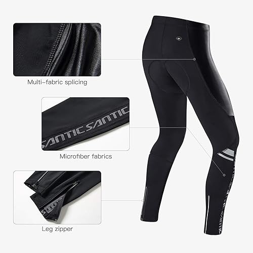 Miniatura 3 de Santic Mallas de ciclismo para hombre, pantalones largos de bicicleta, bolsillos al aire libre, ciclista, equitación, ropa de bicicleta