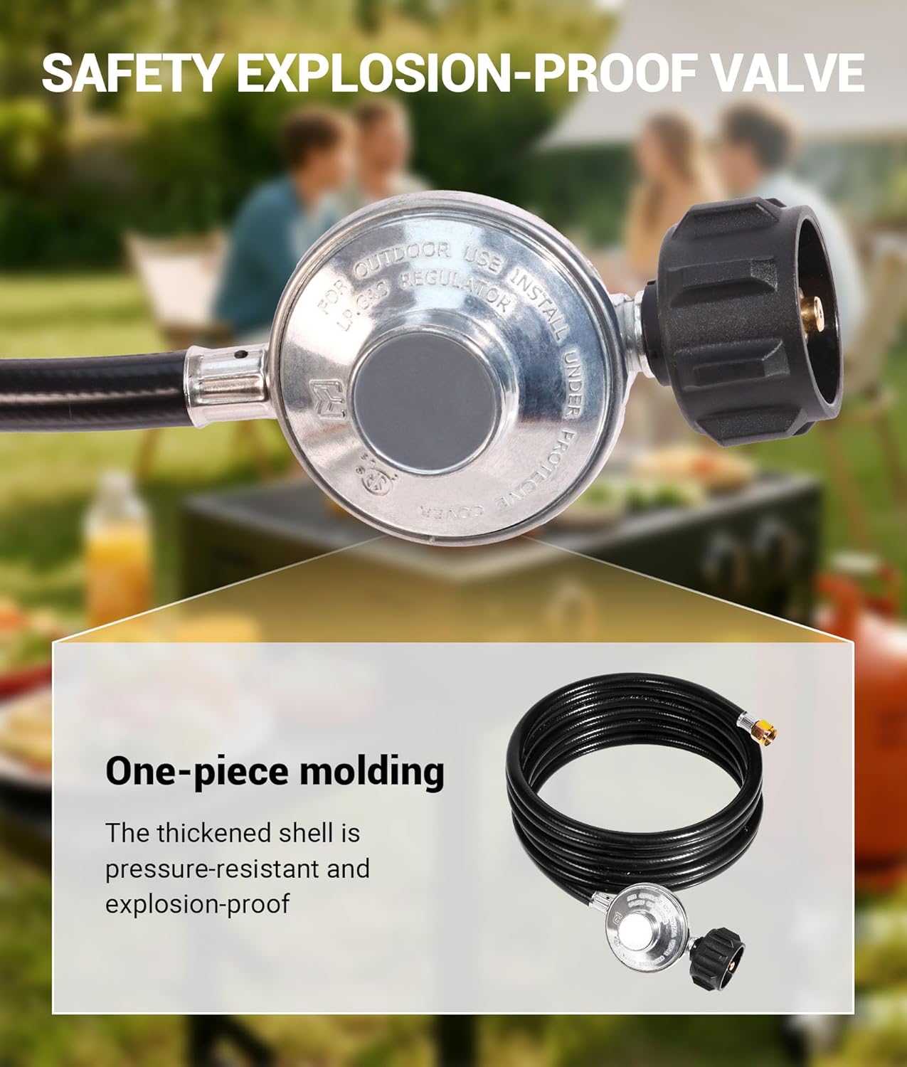 DPB 12Ft Propane Regulator Hose with 3/8" Female Flare NUT, Universal QCC1 Male Fitting Hose and Regulator for Most LP Gas Grill, Heater and Fire Pit Table (12Ft)