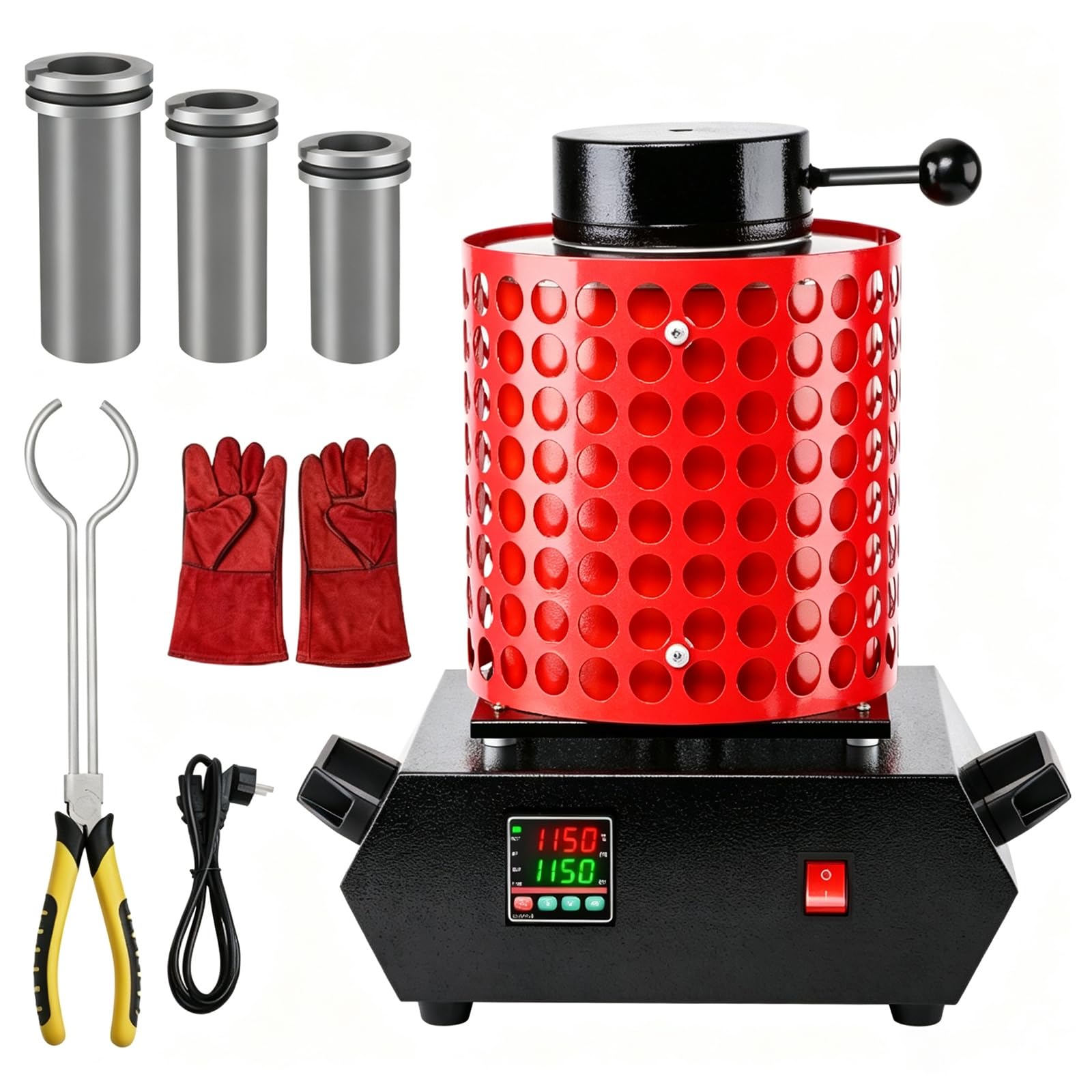 Four De Fusion Numérique Pour Métaux 2000 W, Four Électrique De Fusion Dor 1150 °c, Kit De Fonderie Avec Creuset En Graphite, Pour La Fusion De Déchets, Dargent, Dor, De Cuivre Et Daluminium,