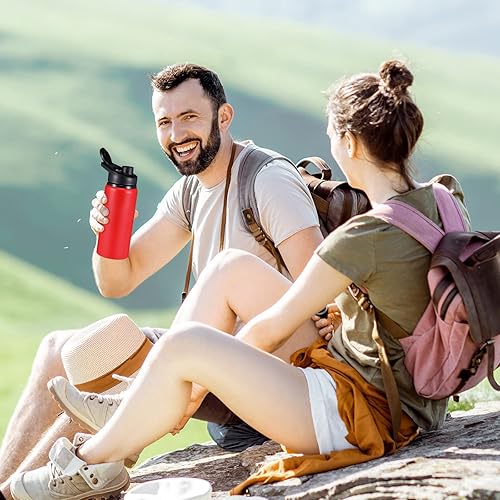 Vista 19 de CHENGU Botella de agua a granel de aluminio de 20 onzas, botellas reutilizables de aluminio ligeras, botella de agua con tapa a presión, fácil