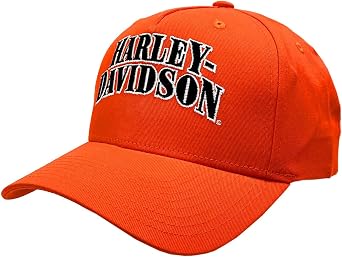 Harley-Davidson Mens H-D Text Adjustable Snapback Baseball Cap, Orange