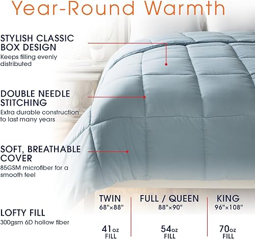 Miniatura 4 de Cheer Collection Lujoso edredón blanco hipoalergénico alternativo para todas las estaciones, tamaño King (96 x 108)